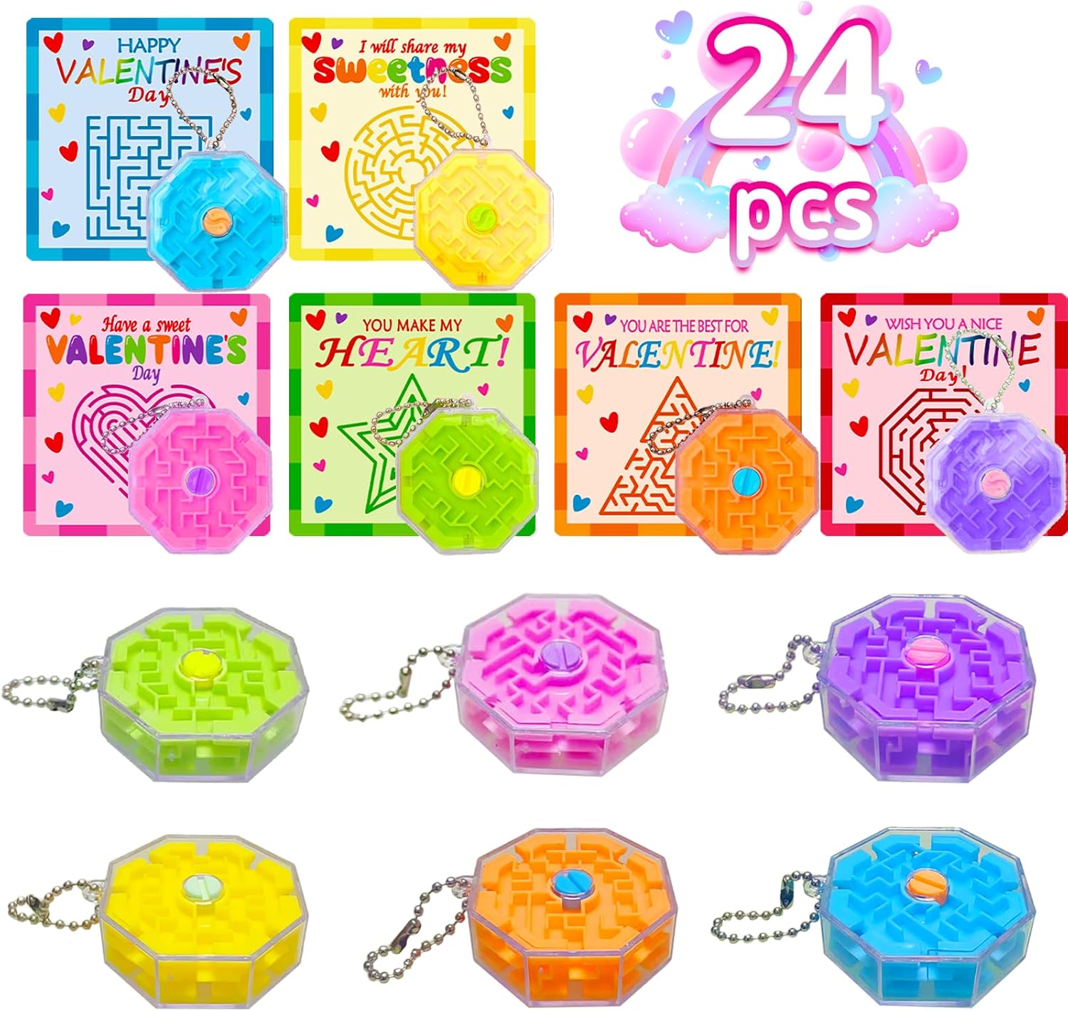 24 Pack Mini Maze Puzzles for Kids