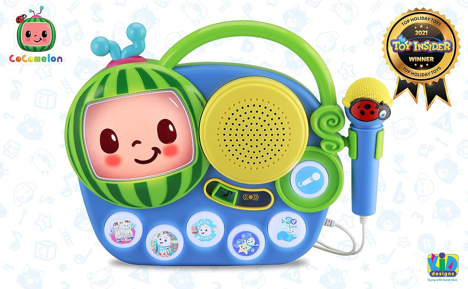 eKids Cocomelon Singalong Boombox with Microphone and Built-in Music