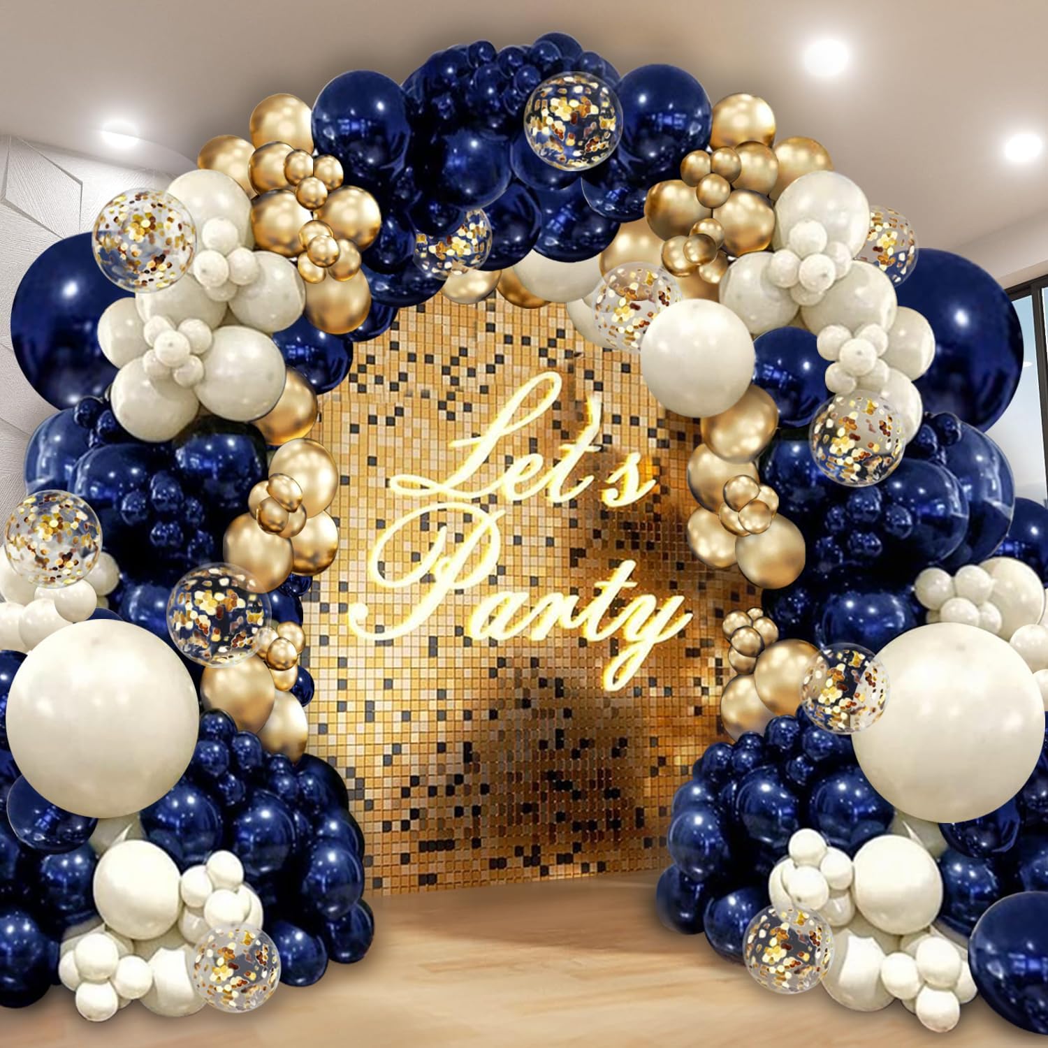 Navy Blue Gold Balloon Garland Arch Kit for Parties