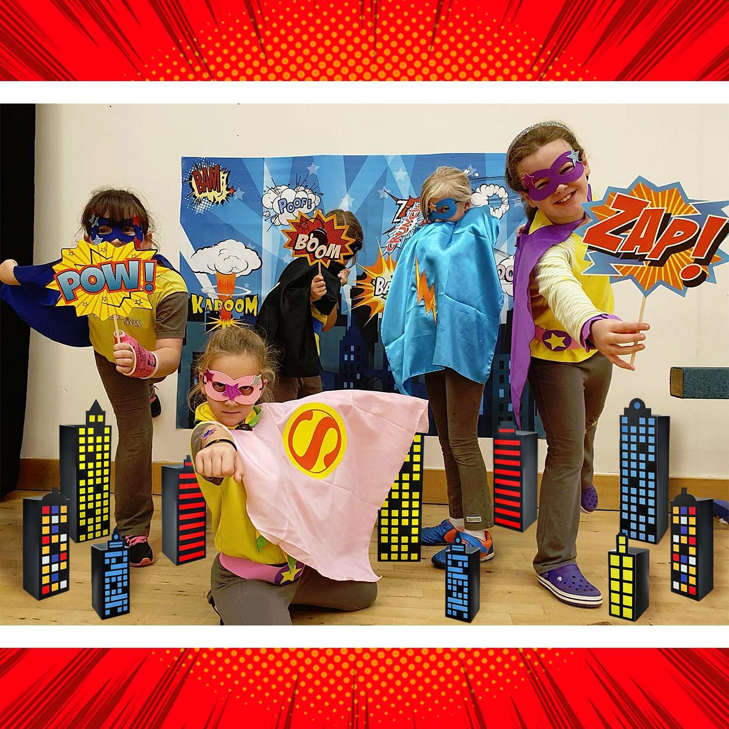 12 Pcs Hero Party Favor Boxes with Mixed Sizes