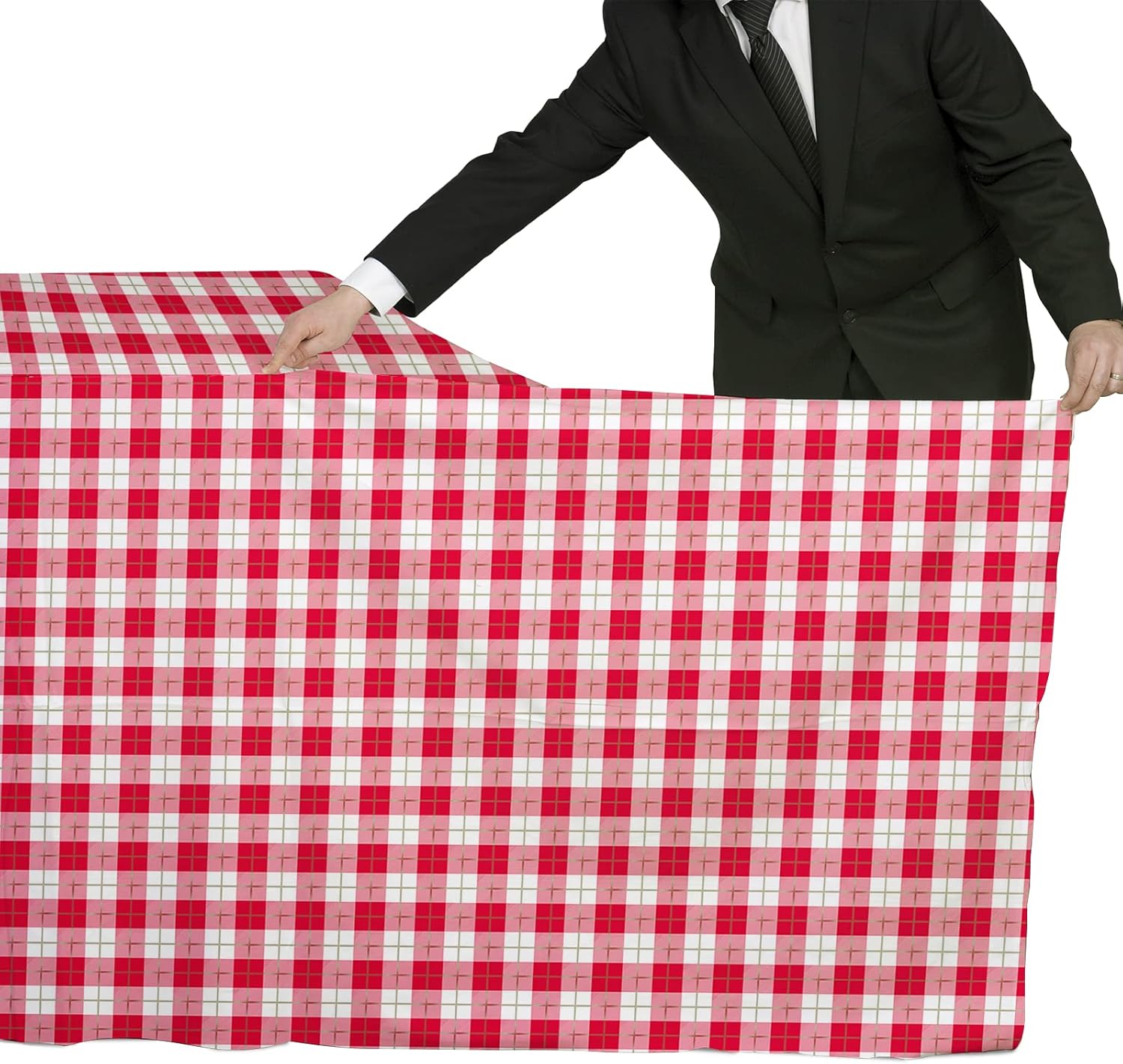 Gatherfun 3PCS Red White Gingham Waterproof Tablecloth for Easter Picnic Barbecue