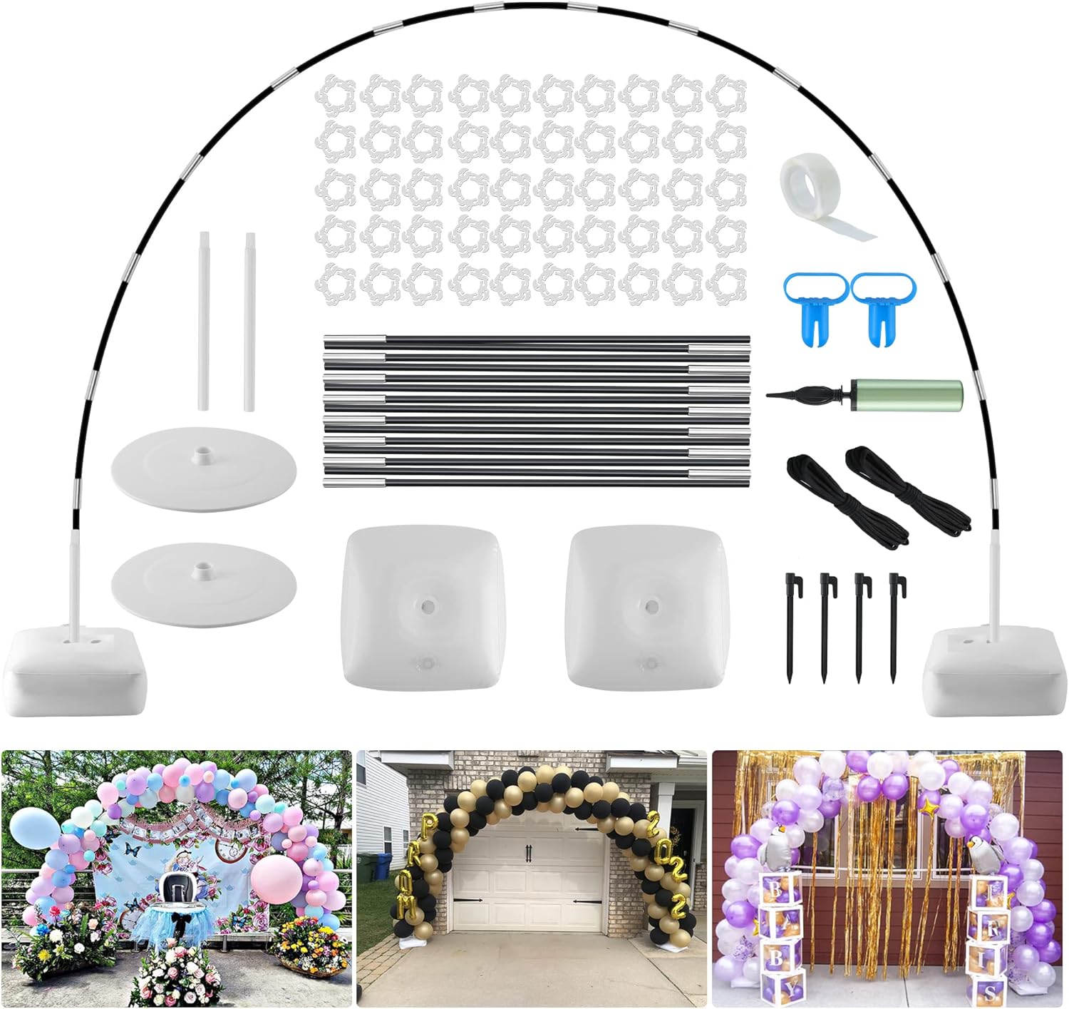 Improved Balloon Arch Kit 10ft Wide 9ft Tall Adjustable Stand