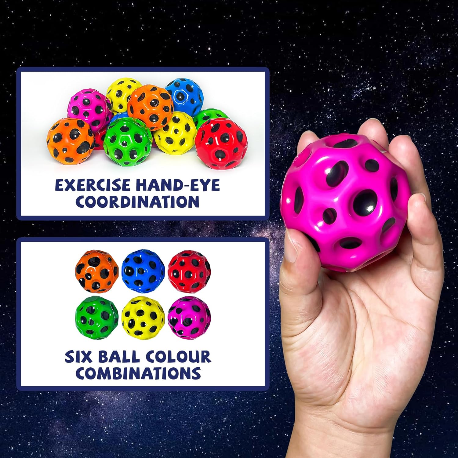 Poosue Bouncy Space Moon Balls - 12PCS Super Bouncy Kids Ball