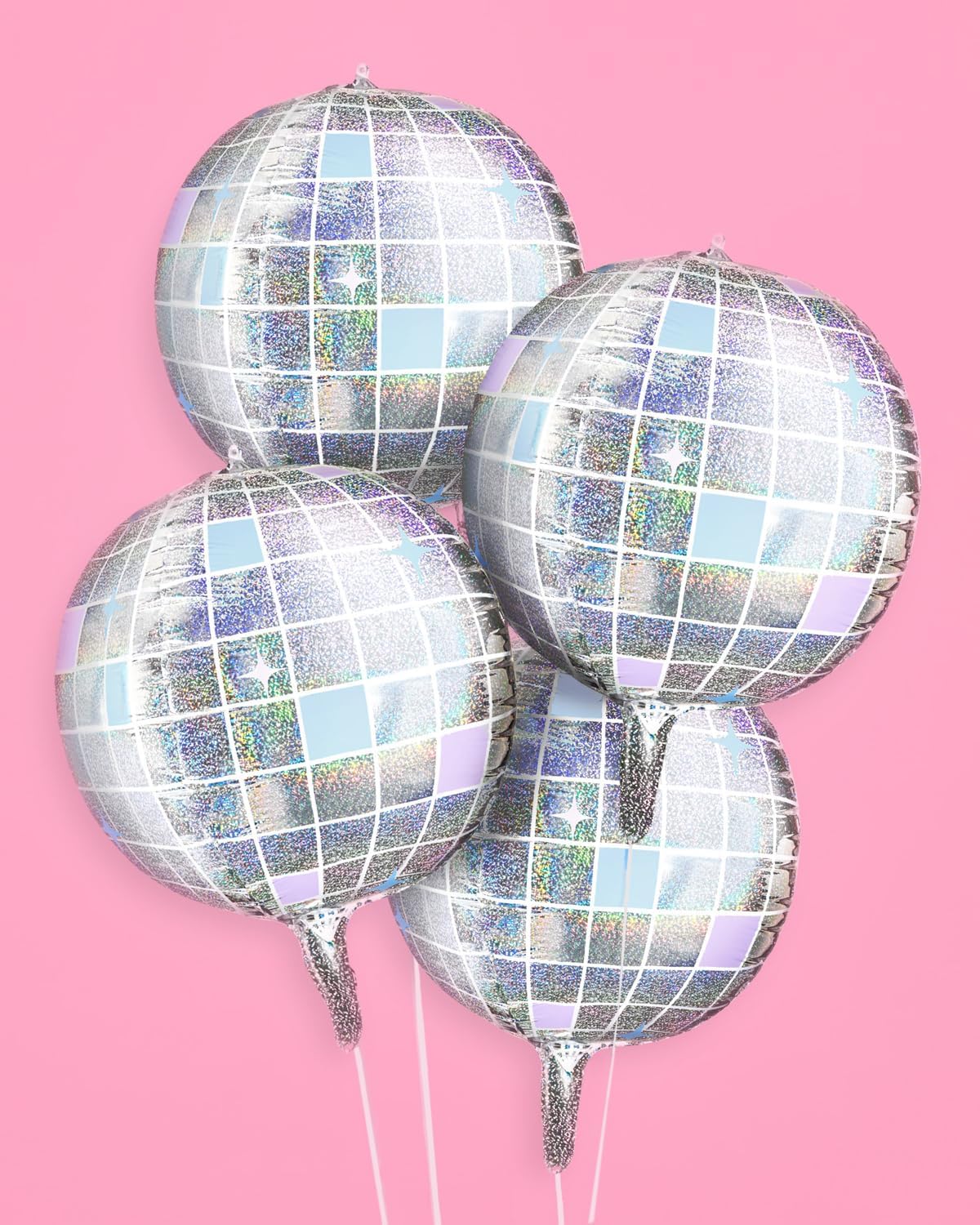 XO Fetti Iridescent Disco Ball Balloons 4 Pack 22 Inch