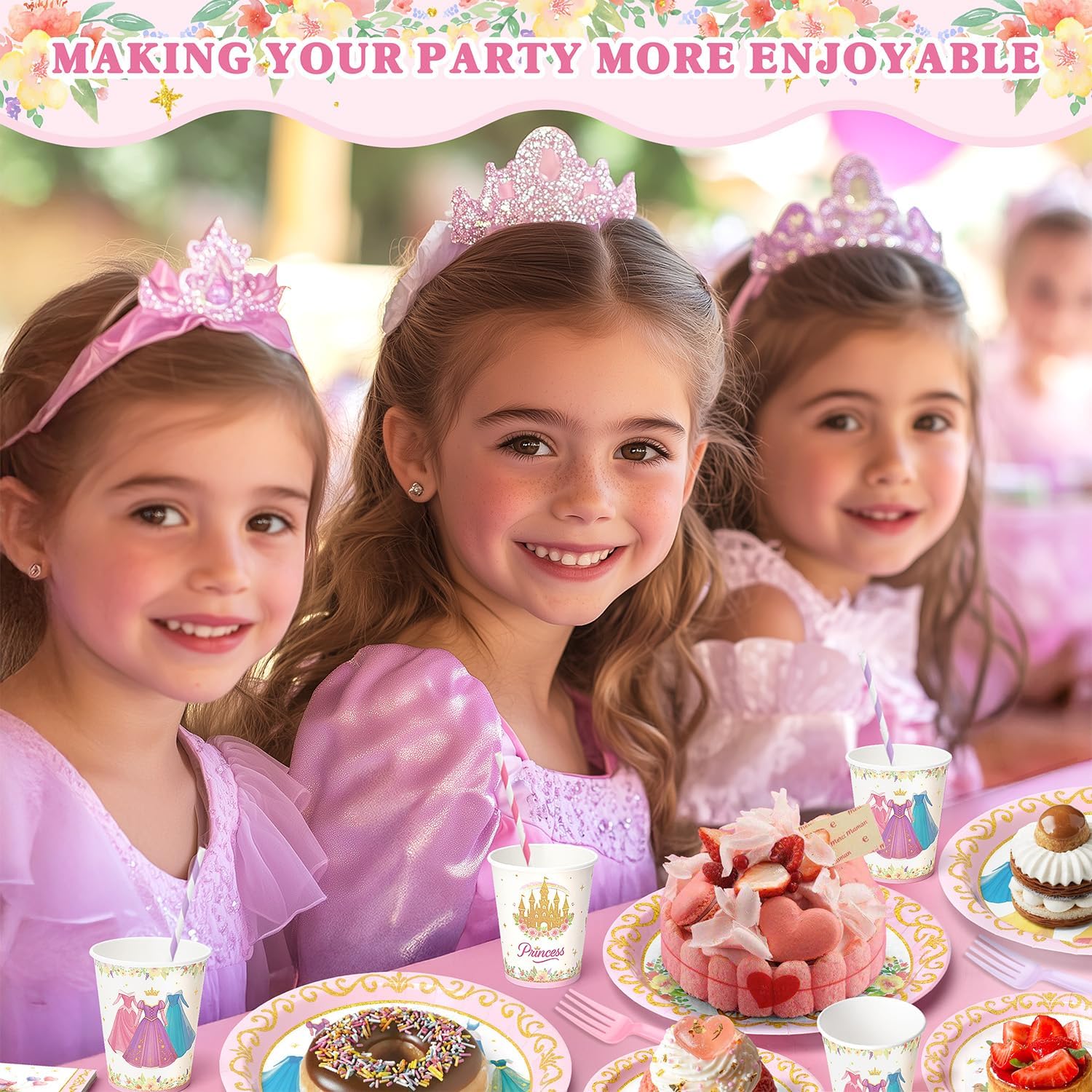 300 Pcs Princess Paper Plates Napkins Set