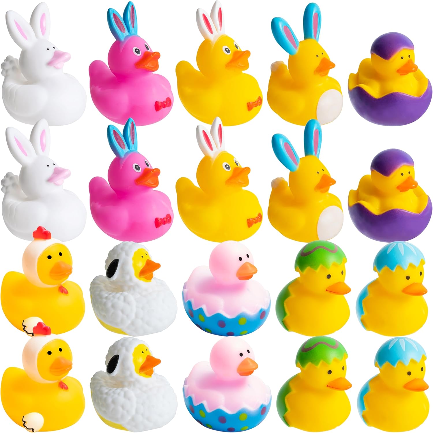 Haooryx Easter Rubber Ducks 20Pcs Party Favor Set