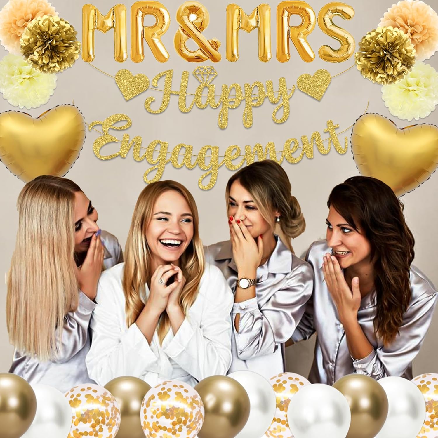 Gold Engagement Party Decorations Set