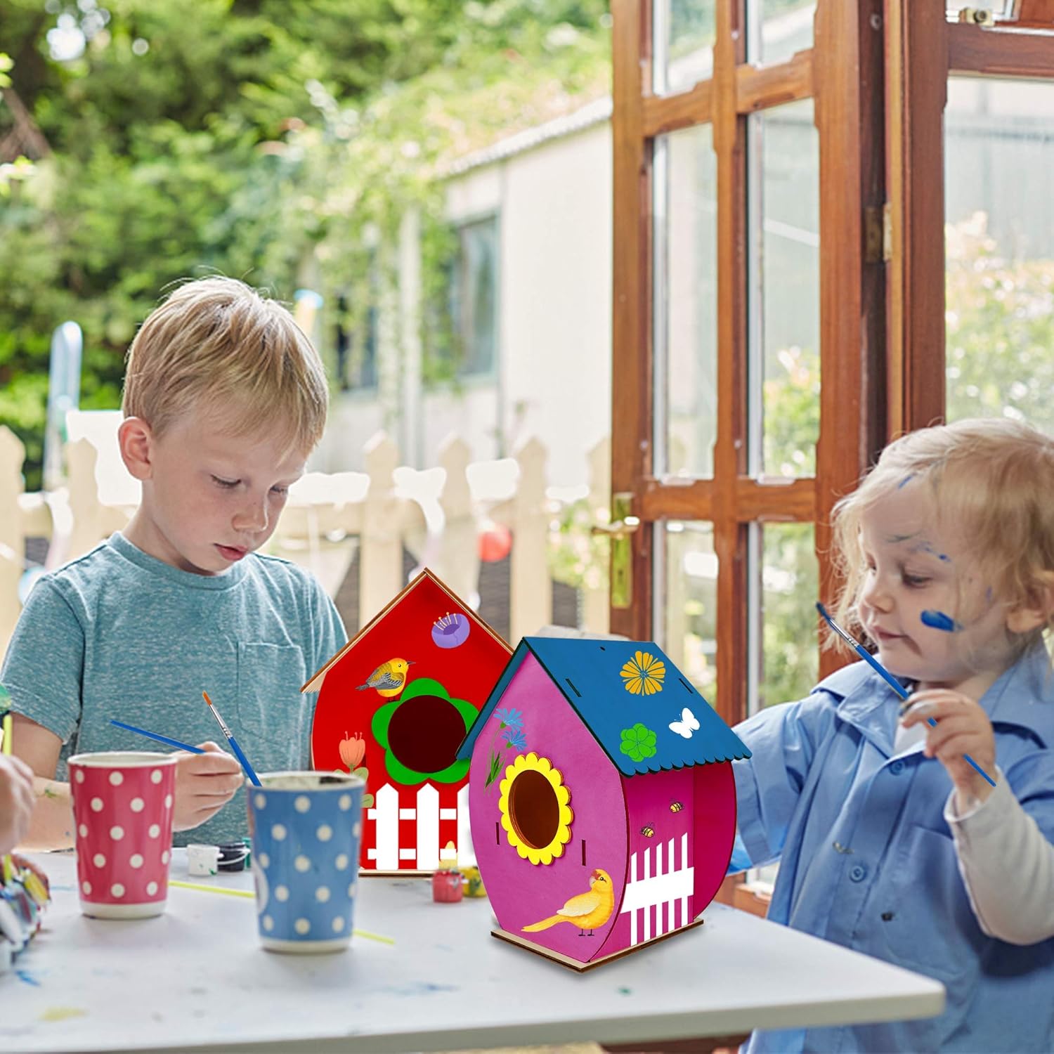 Glintoper 4 Pack DIY Wooden Birdhouse Kit