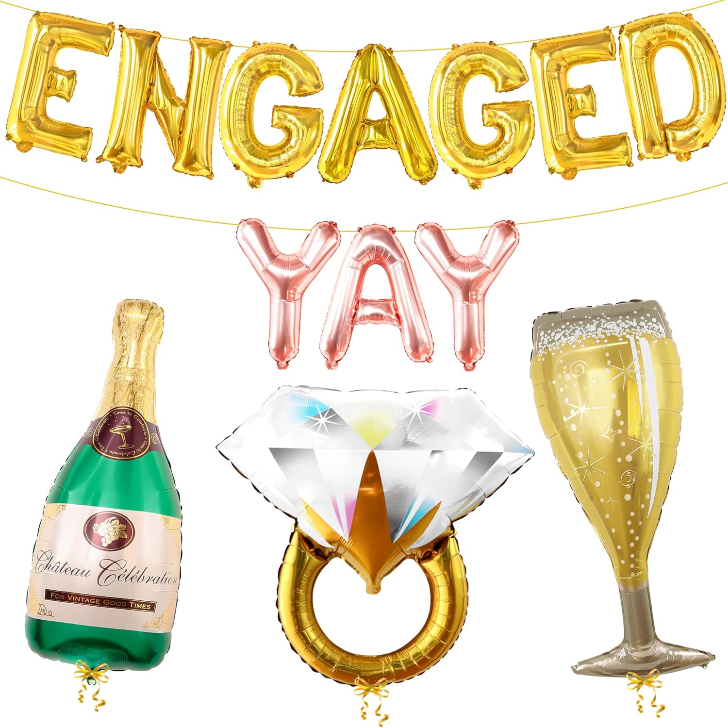 KatchOn Yay Engaged Balloons Set - 37 Inch Pack of 13