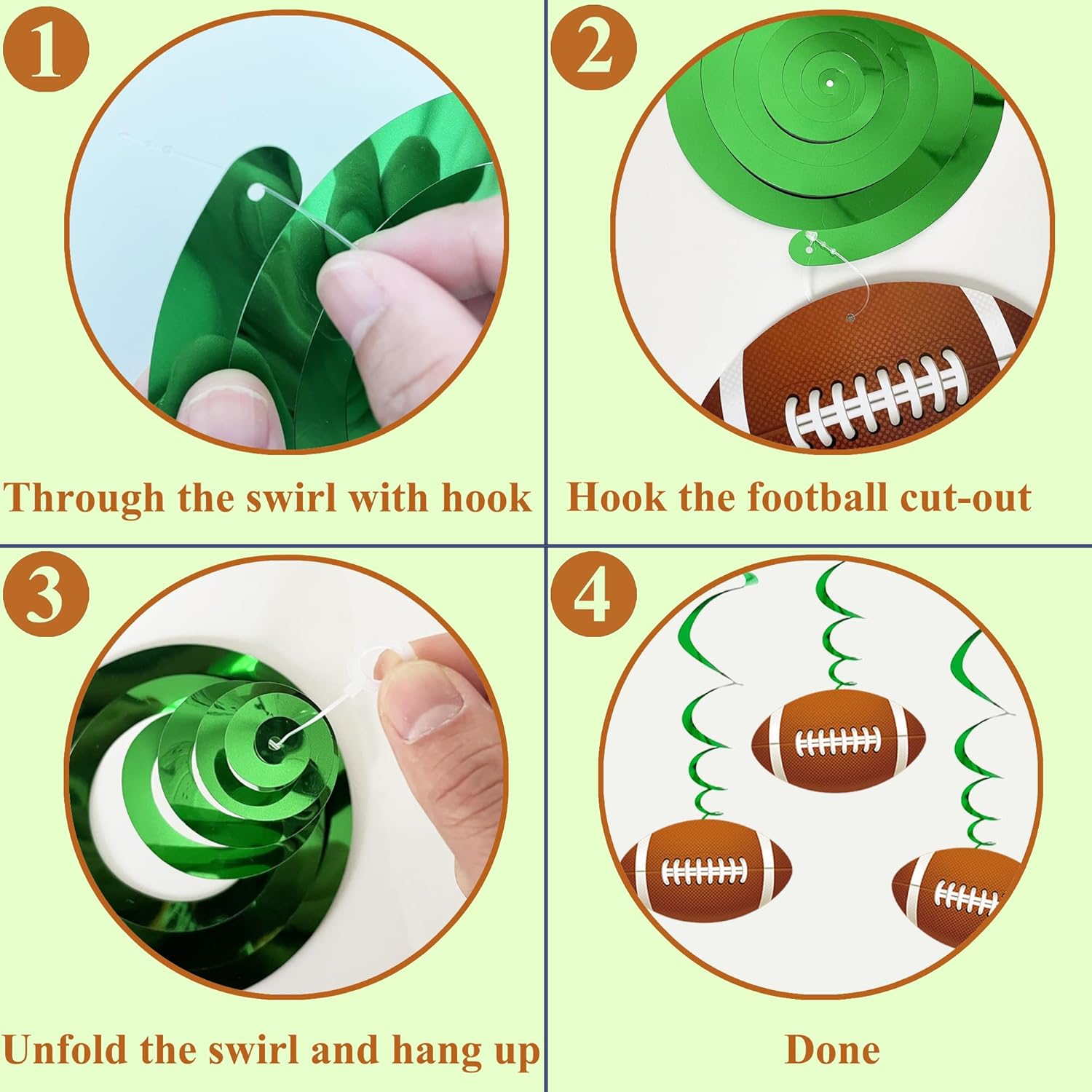 Uniwish Football Hanging Swirls Party Decorations