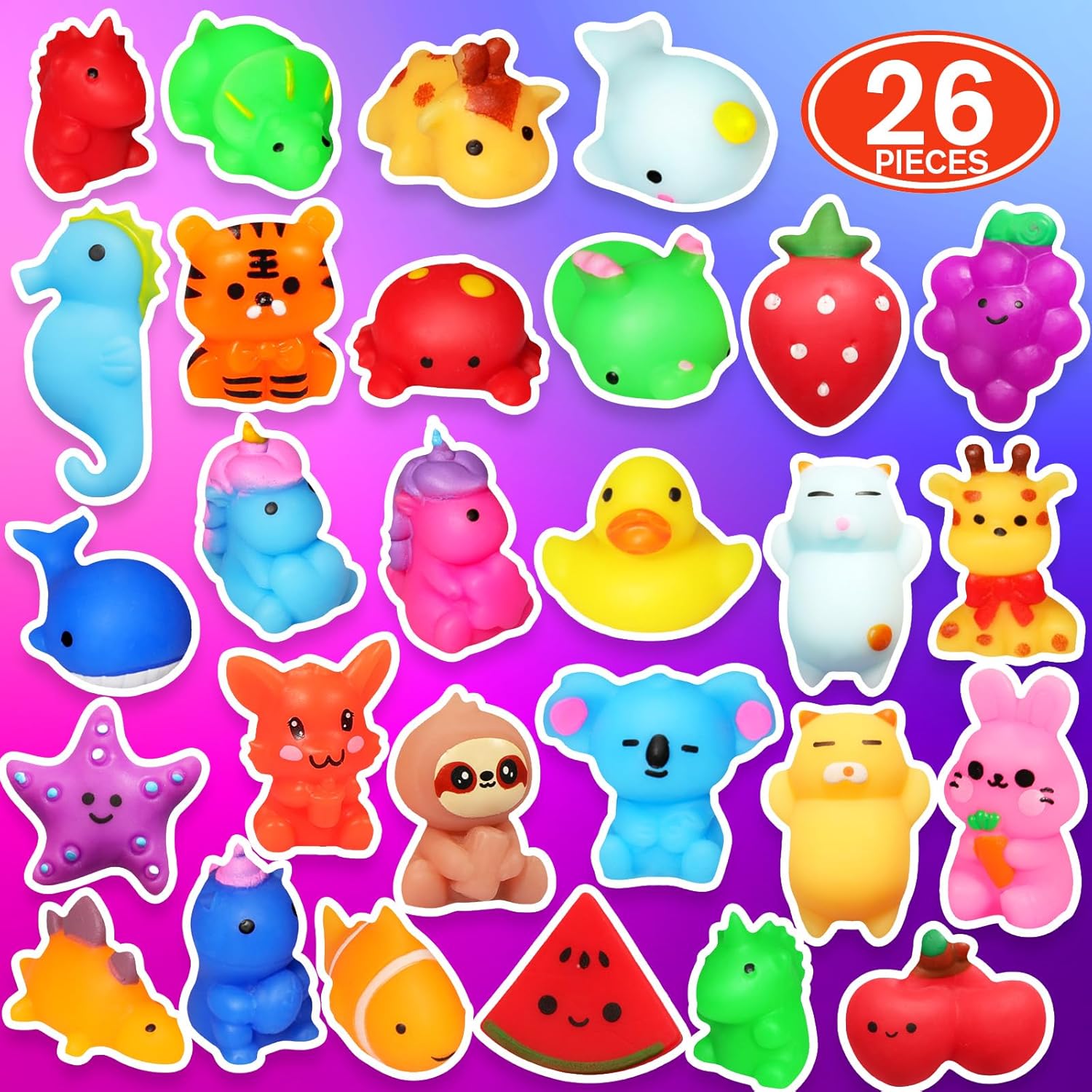 Nobasco 26 Pack Squishie Mochi Toys - Kawaii Cat Stress Relievers