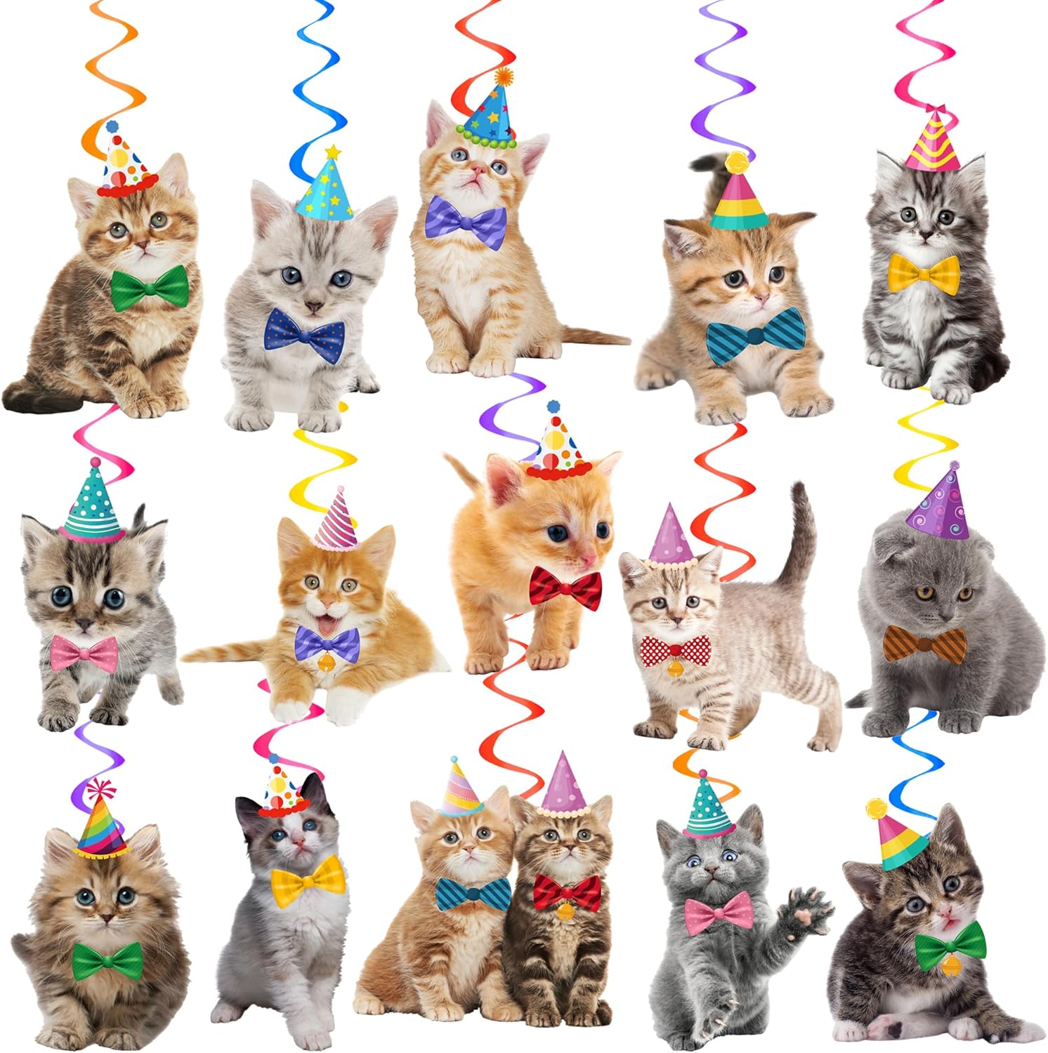 20Pcs Cat Themed Hanging Swirl Decorations