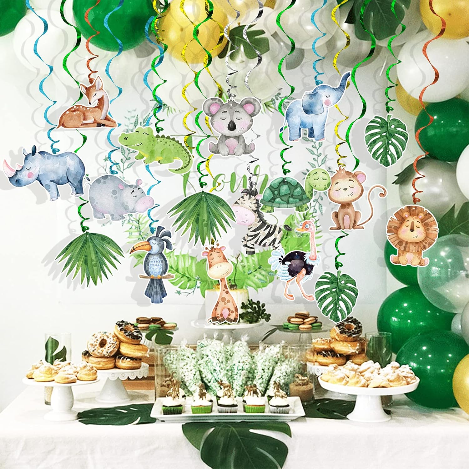 Jungle Animal Foil Ceiling Streamers 30 Pack Party Decor