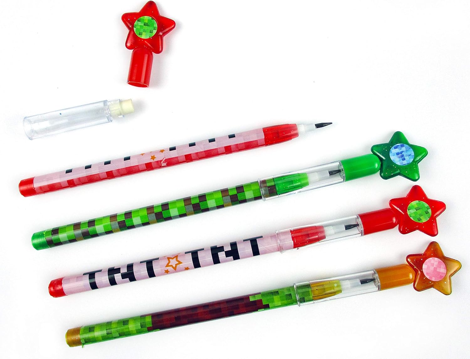 Tinymills 24 Pcs Pixel Miner Themed Pencils