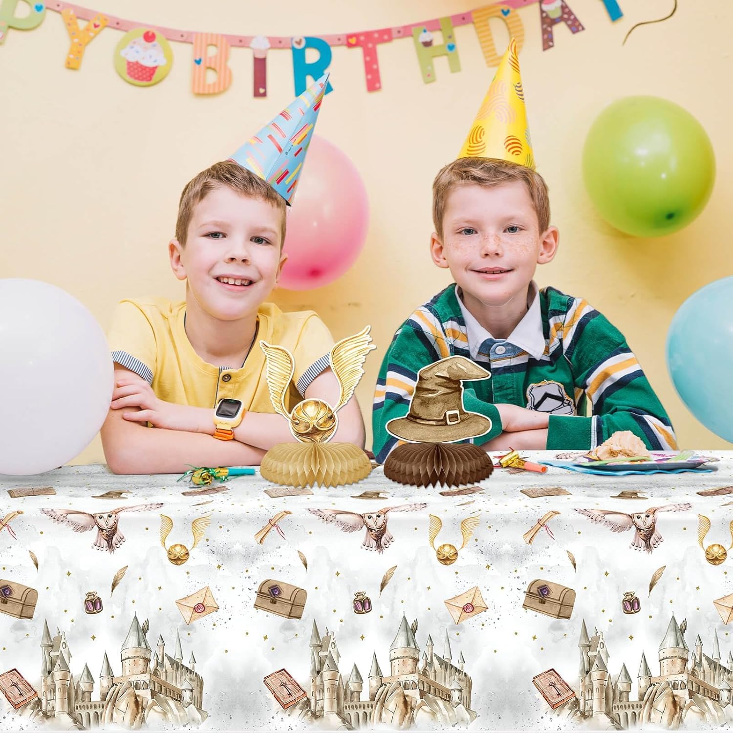 3 Pieces Magical Wizard Party Tablecloth for Boys Girls