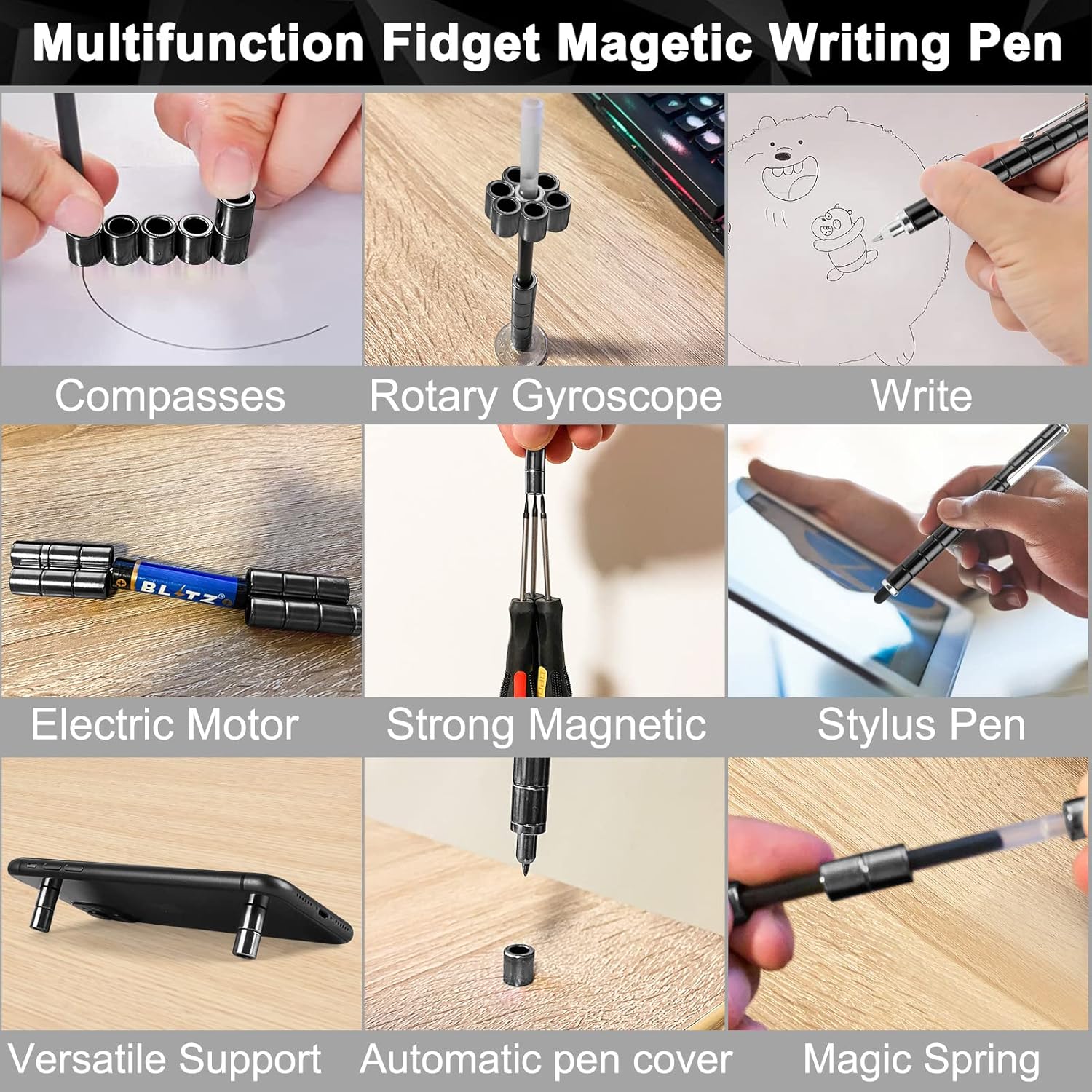 Magnetic Fidget Gold Pen Toy for Stress Relief and Anxiety