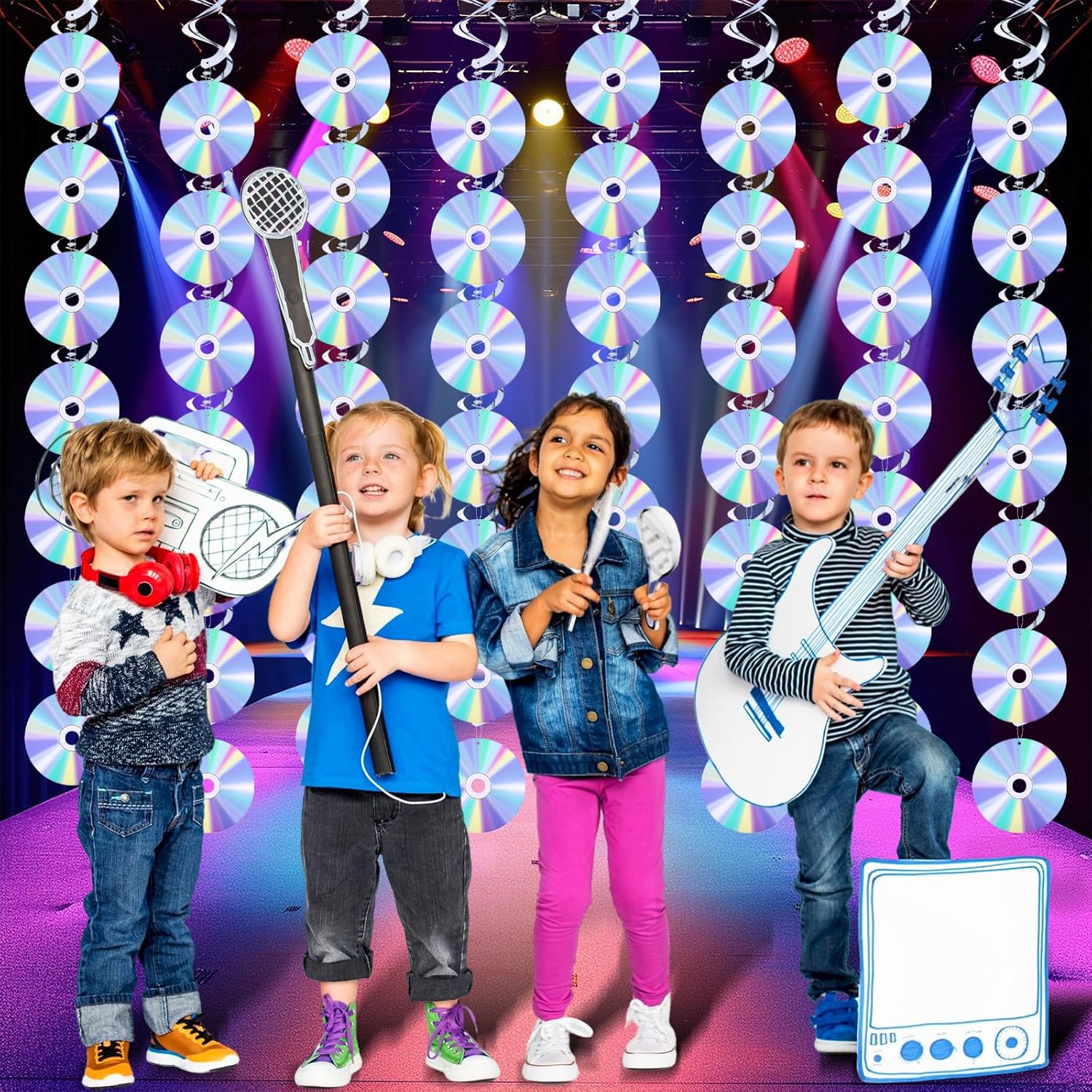 Y2K 90s Retro Party Decorations CD Swirls Hanging Streamers