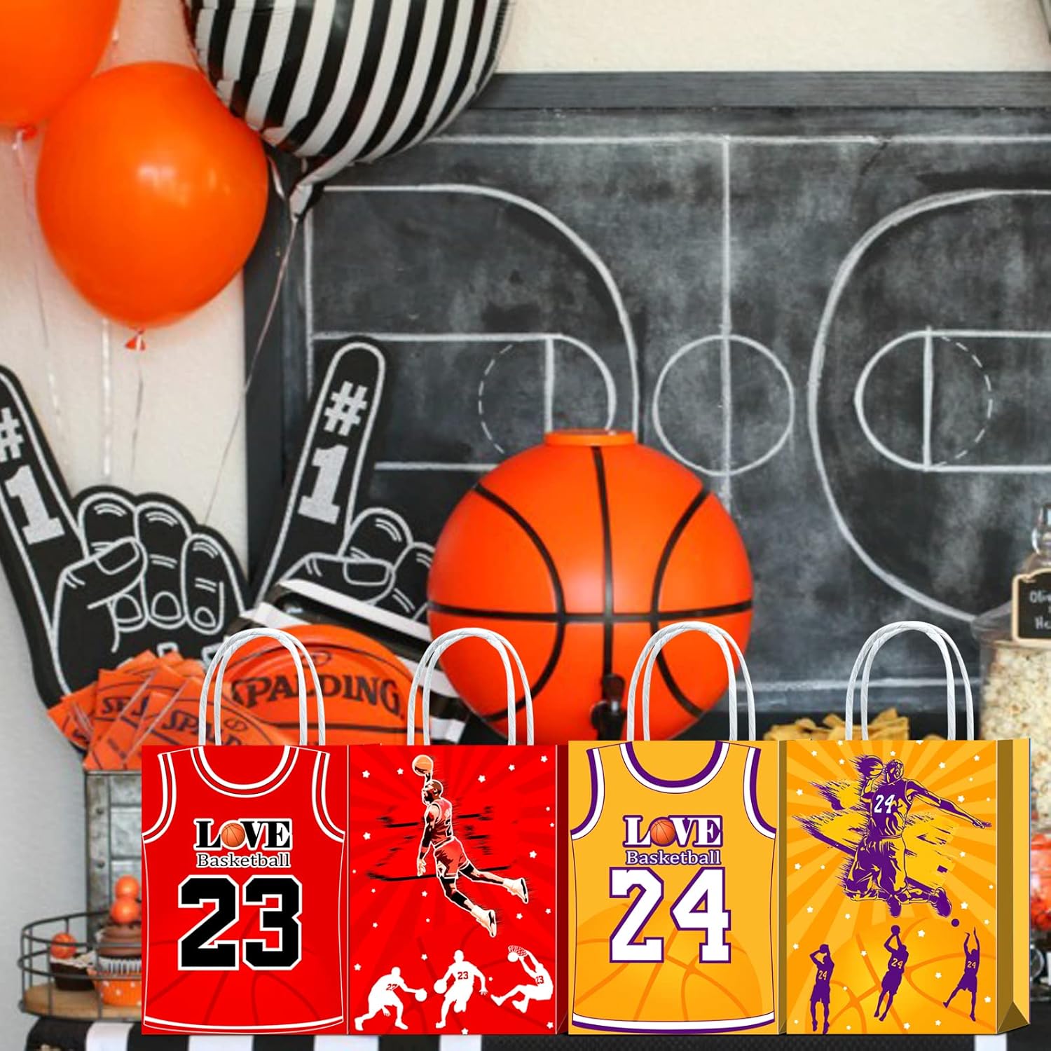 16 Piece Basketball T-Shirt Goodie Bags with Handles