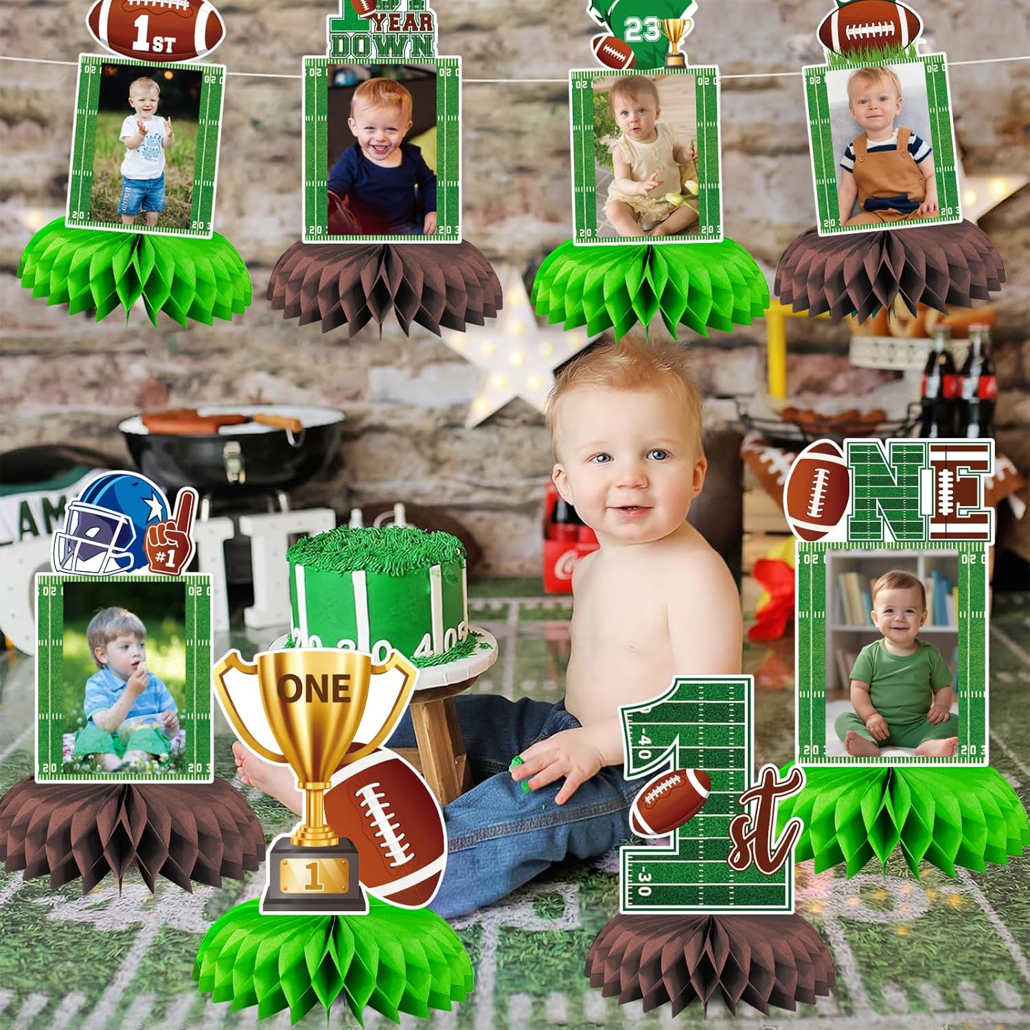First Year Down Football Honeycomb Centerpieces