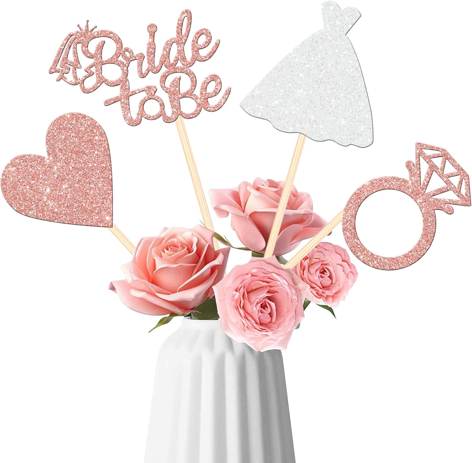 12 PCS Double Sided Glitter Heart Ring Centerpieces for Bridal Shower