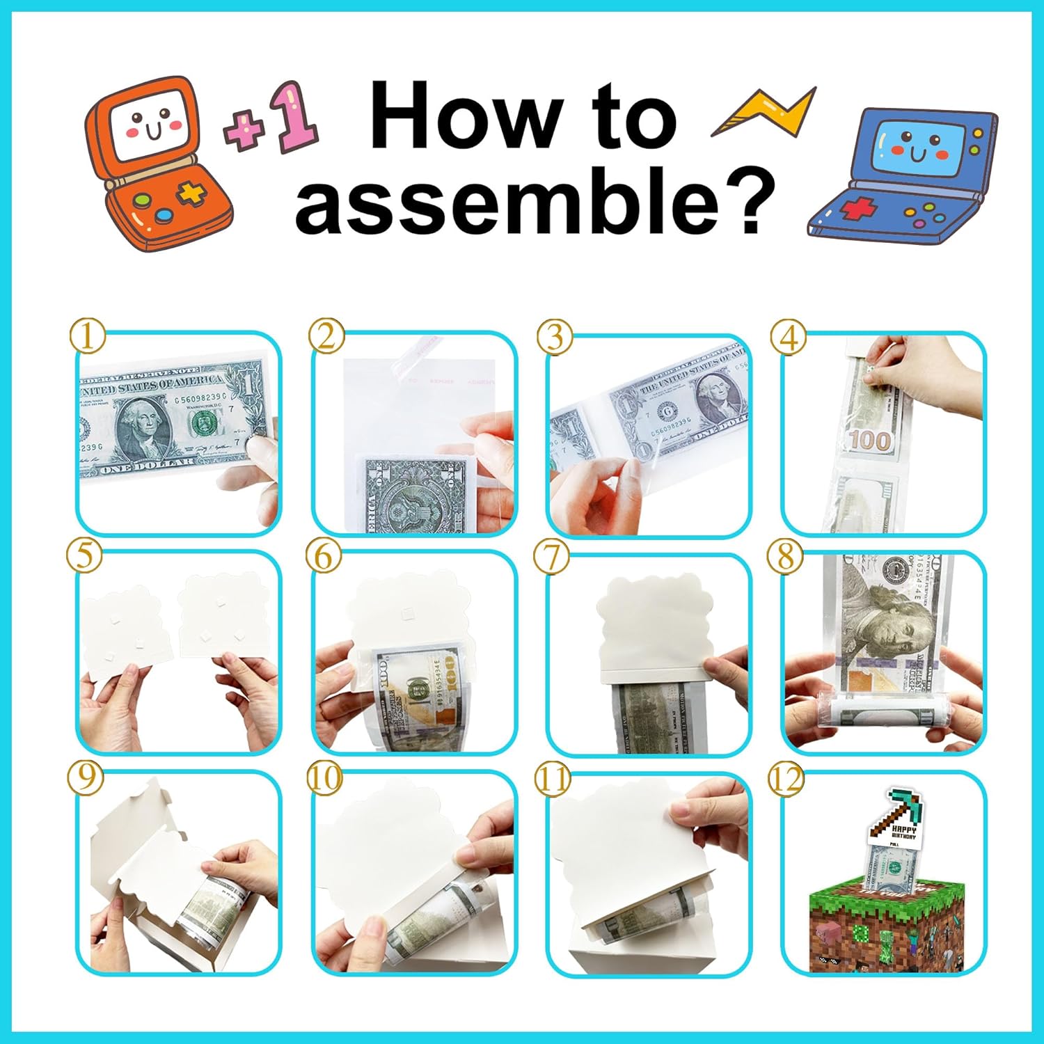 Surprise Money Box Gift Set - 100Pcs Transparent Bags for Birthday Cash Gifts