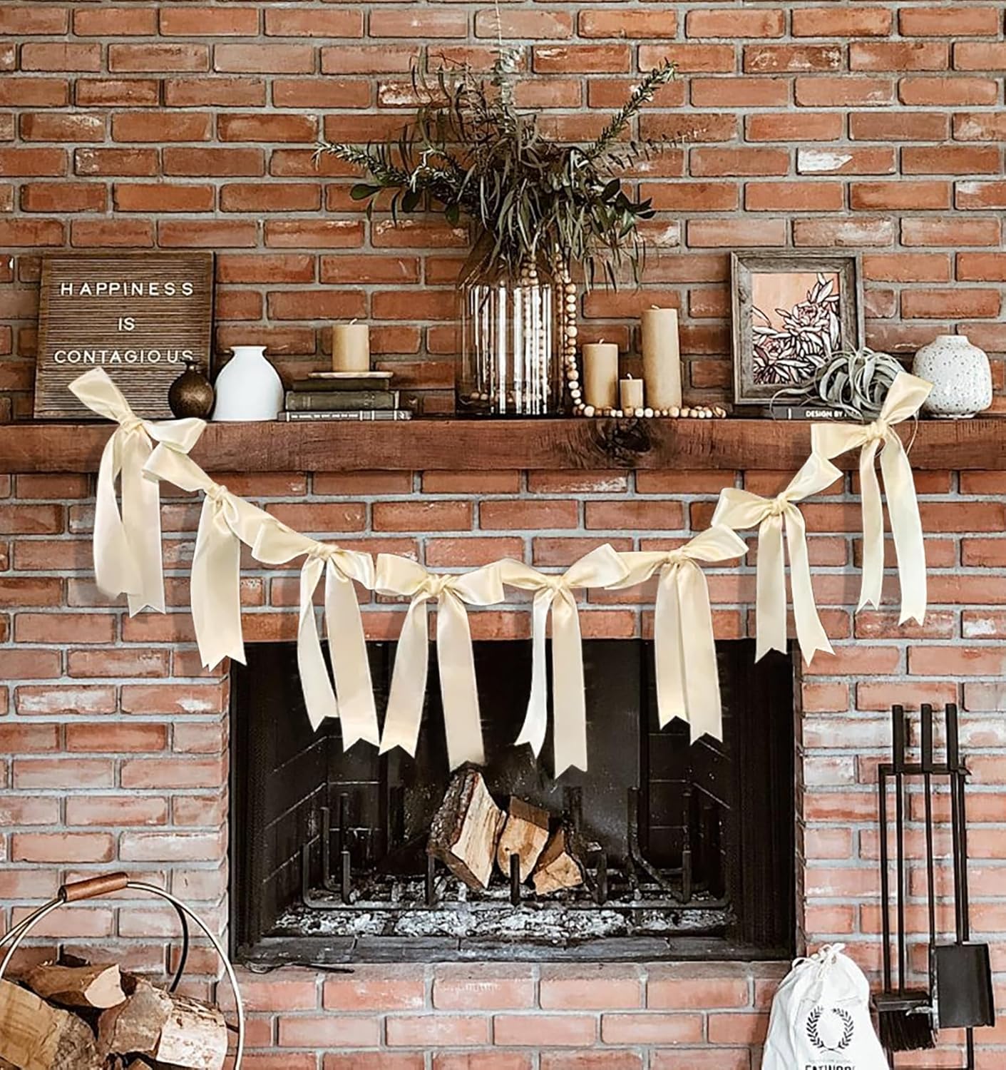 White Bow Garland for Bachelorette Party Decor