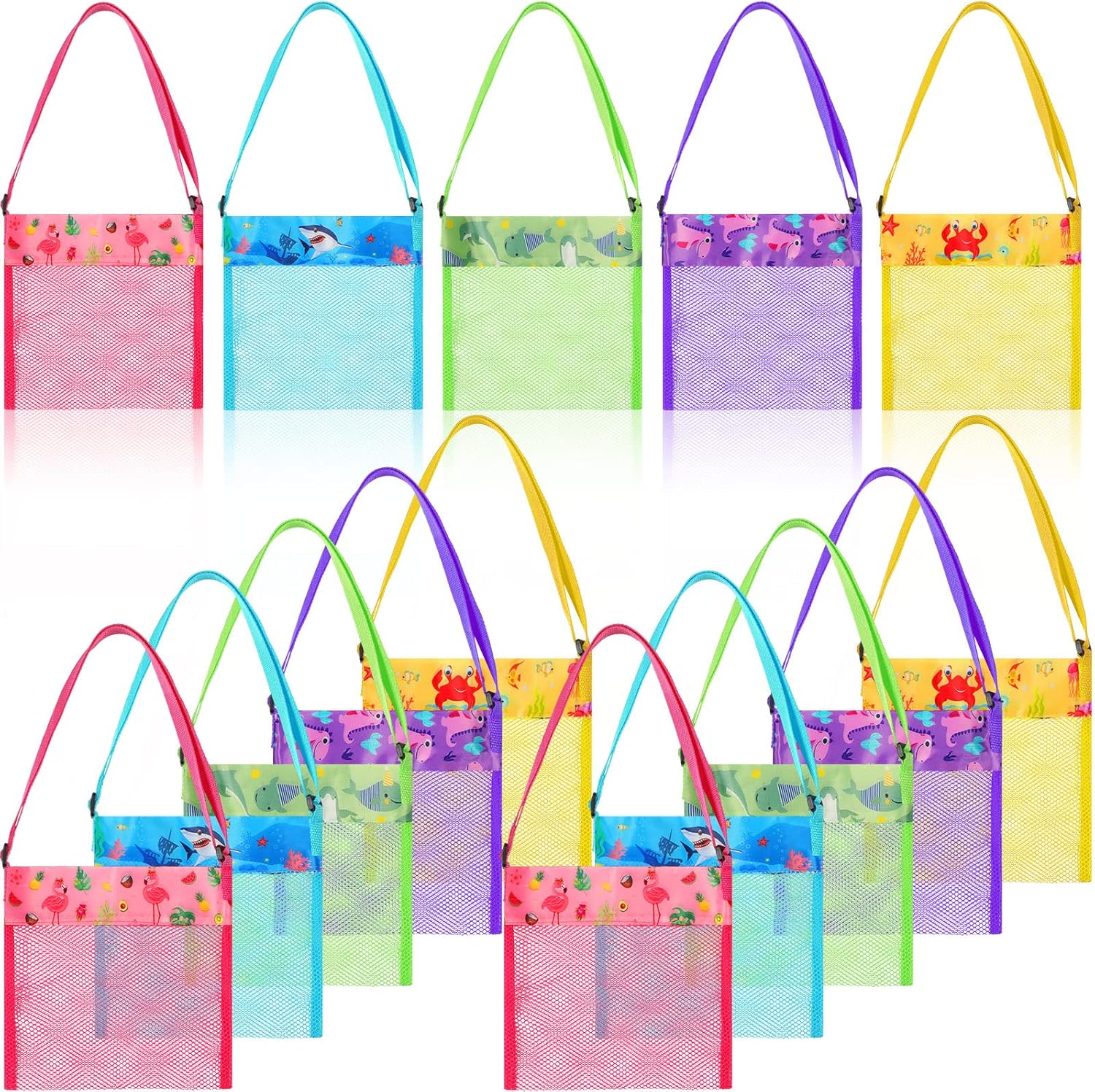 Frienda 15 Pack Mesh Beach Tote Bags for Kids