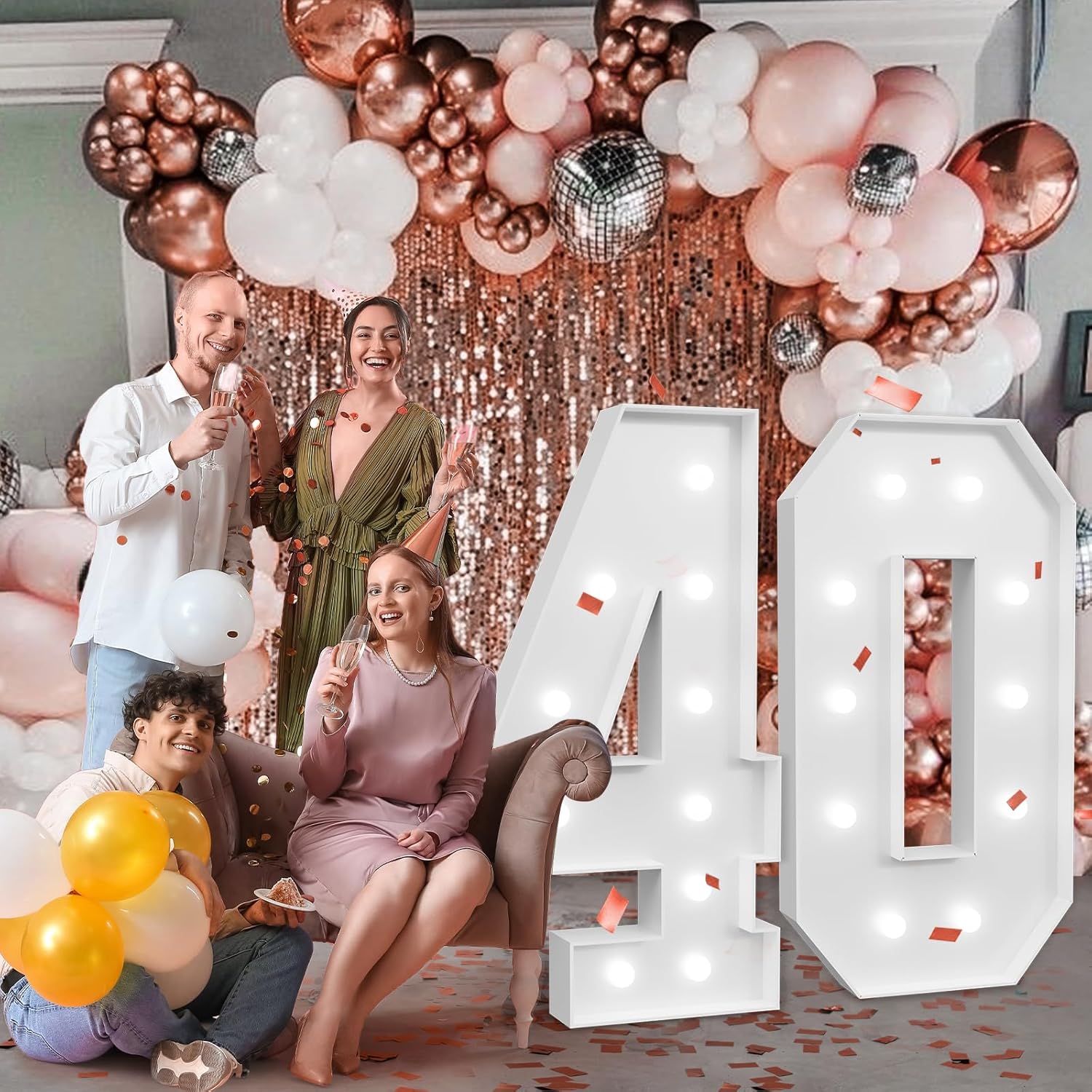 Imprsv 4ft Light Up Number 40 Birthday Decor