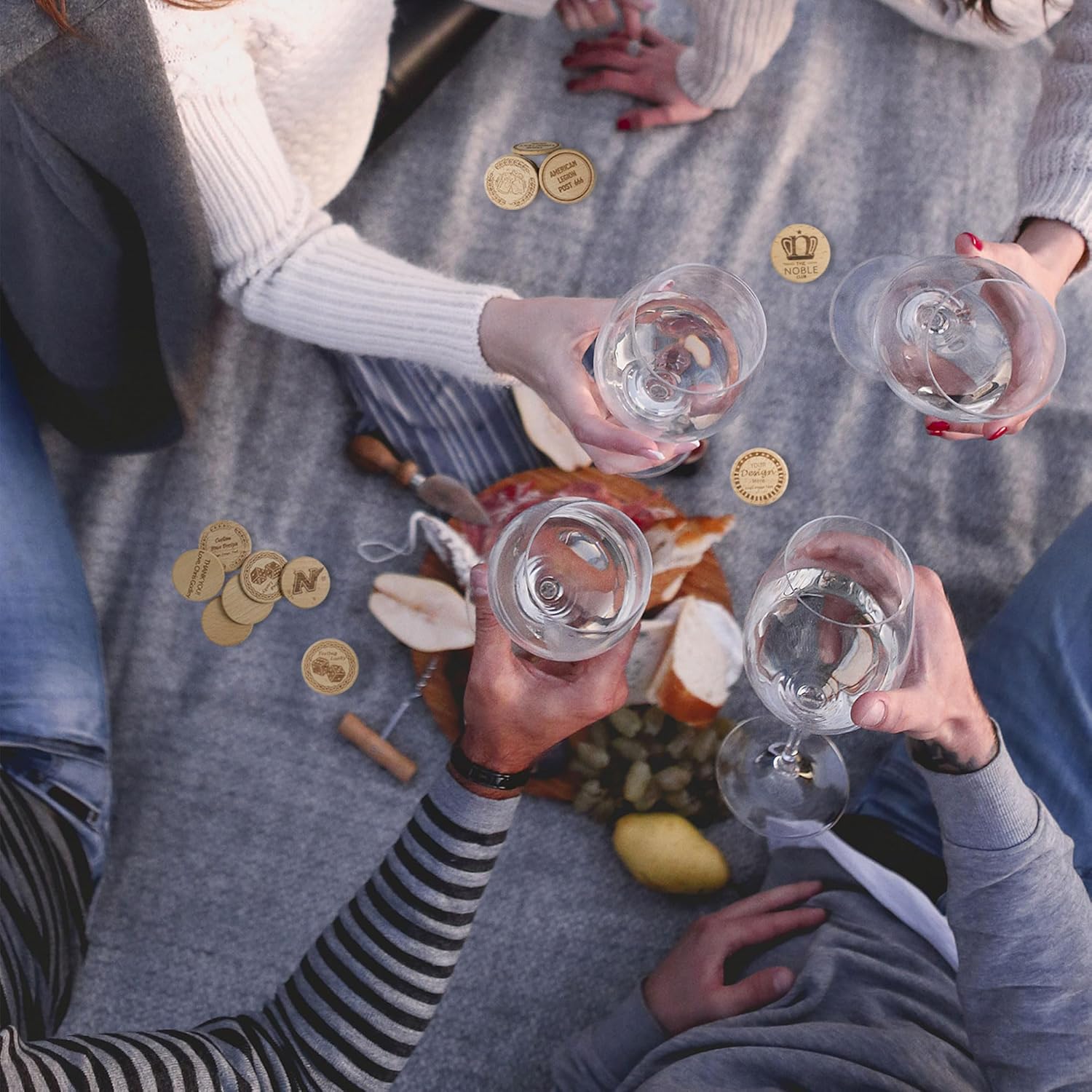 Custom Wooden Drink Tokens with Logo Engraving