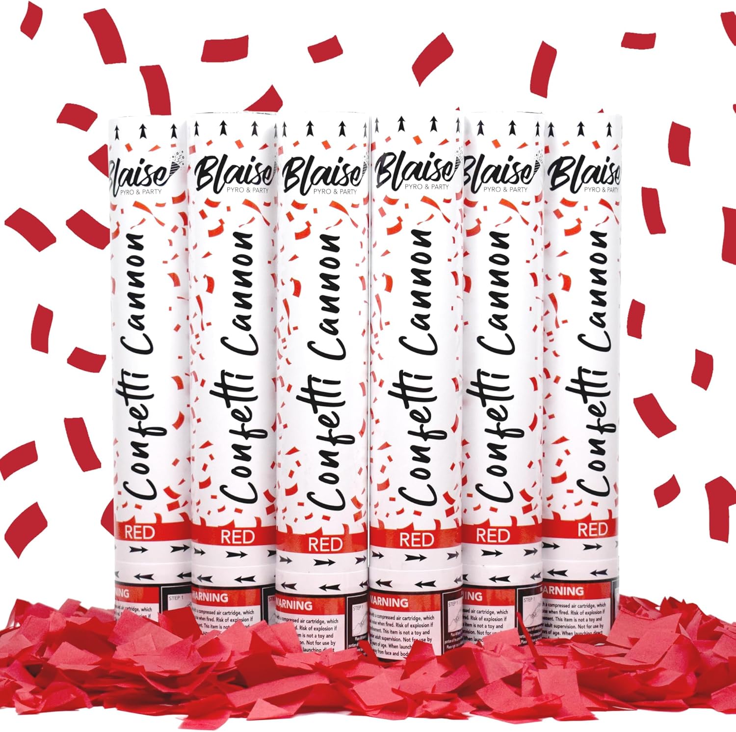 Blaise Pyro Party Red Confetti Poppers 6 Pack