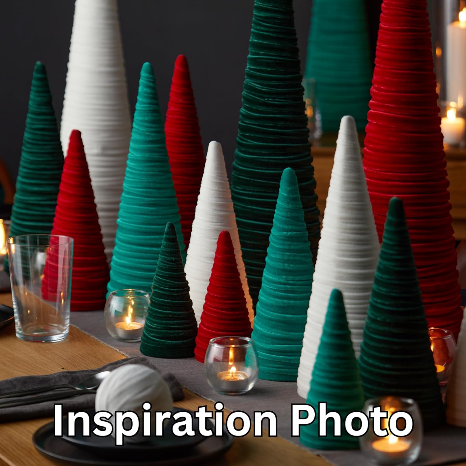 Red Velvet Cones Set of 3 for Romantic Decor