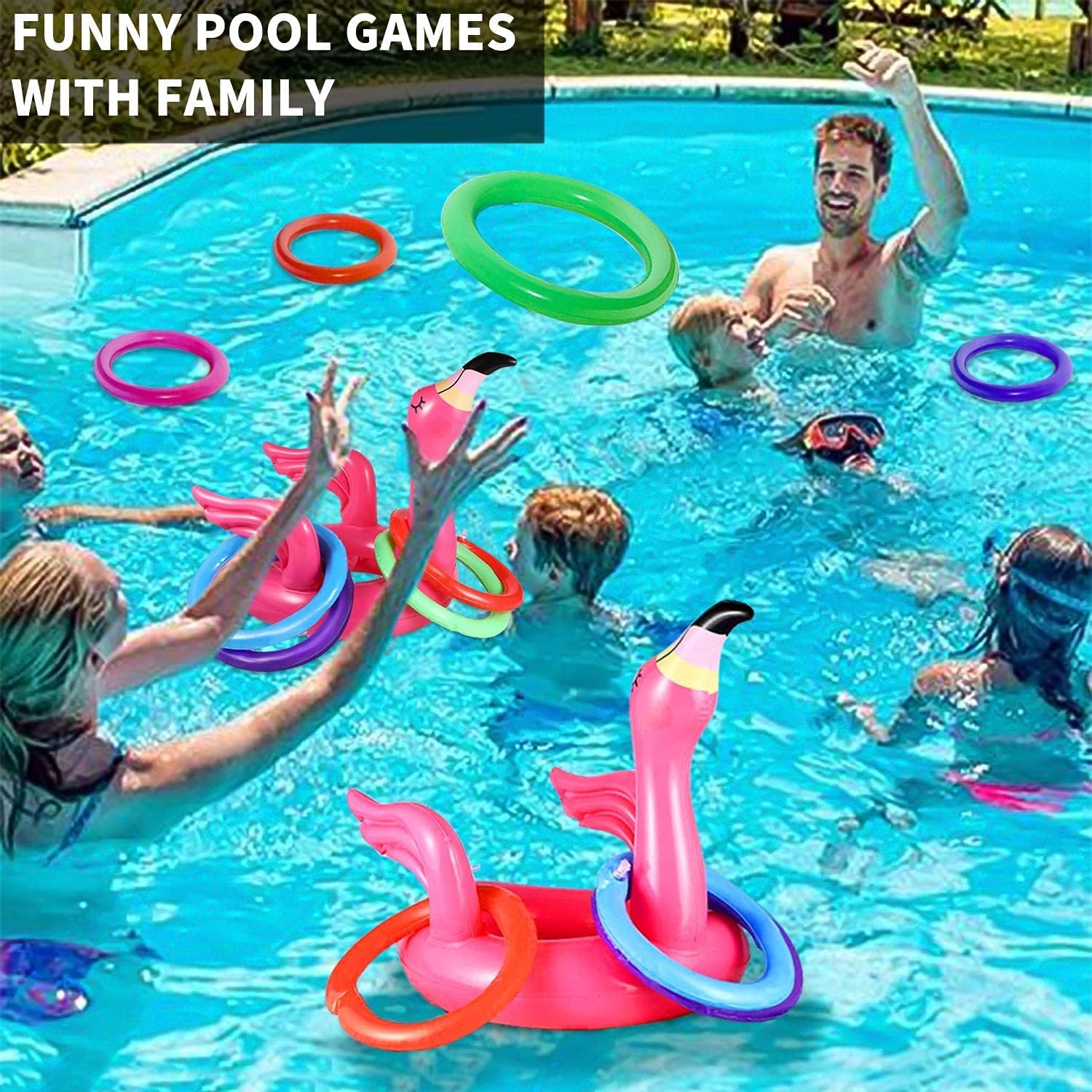 Camlinbo 15 Pcs Inflatable Flamingo Pool Game Set