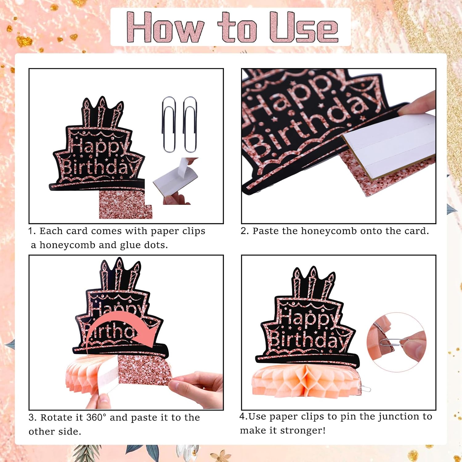 85th Birthday Decorations 9PCS Rose Gold Honeycomb Centerpieces