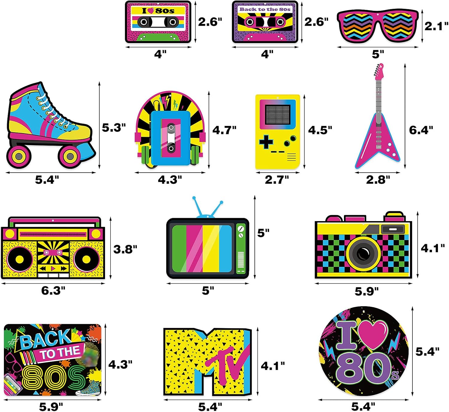 Bessmoso 28PCS 80s Party Decorations