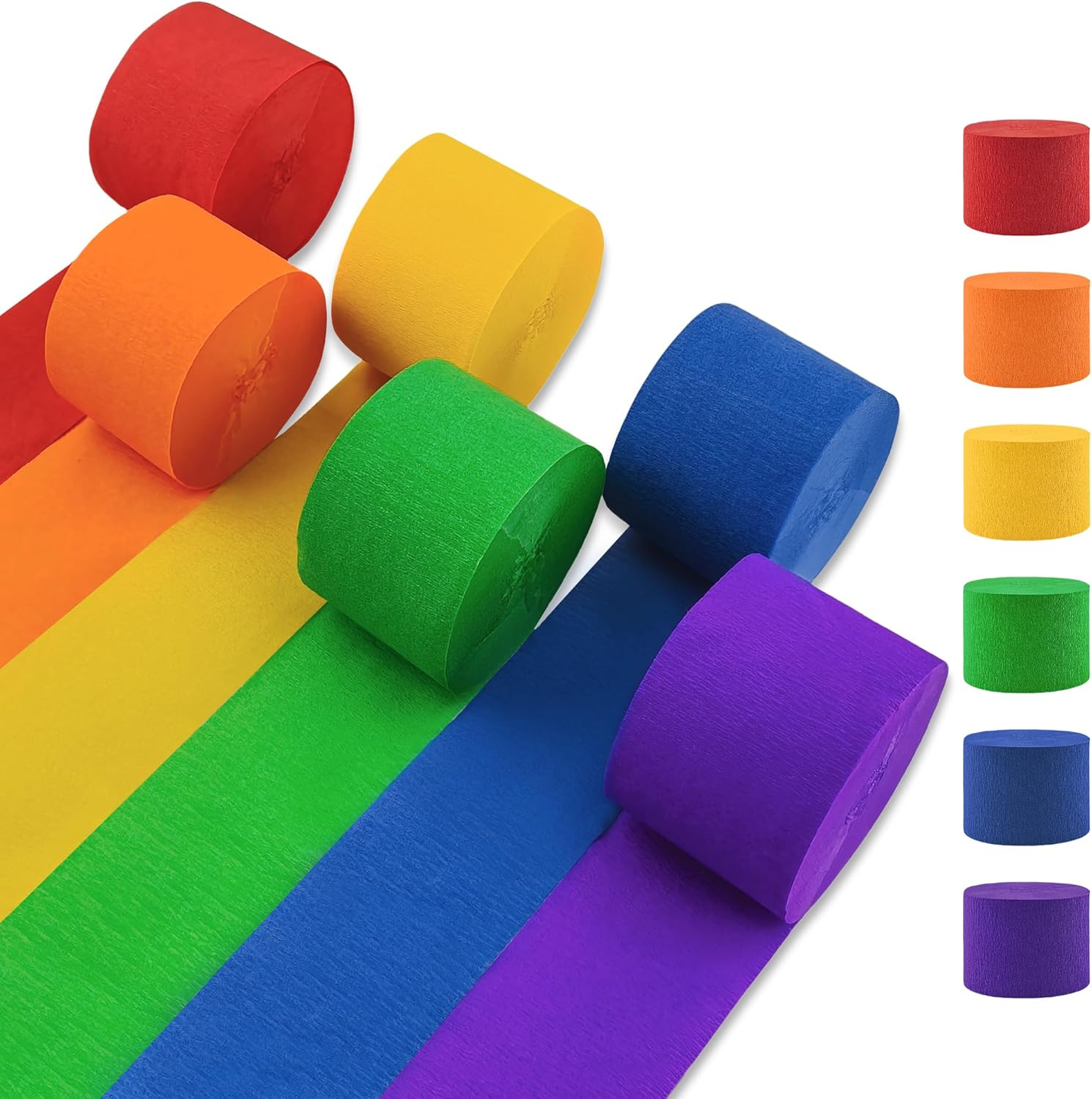 Oun Nana Crepe Paper Streamers 6 Rolls Rainbow