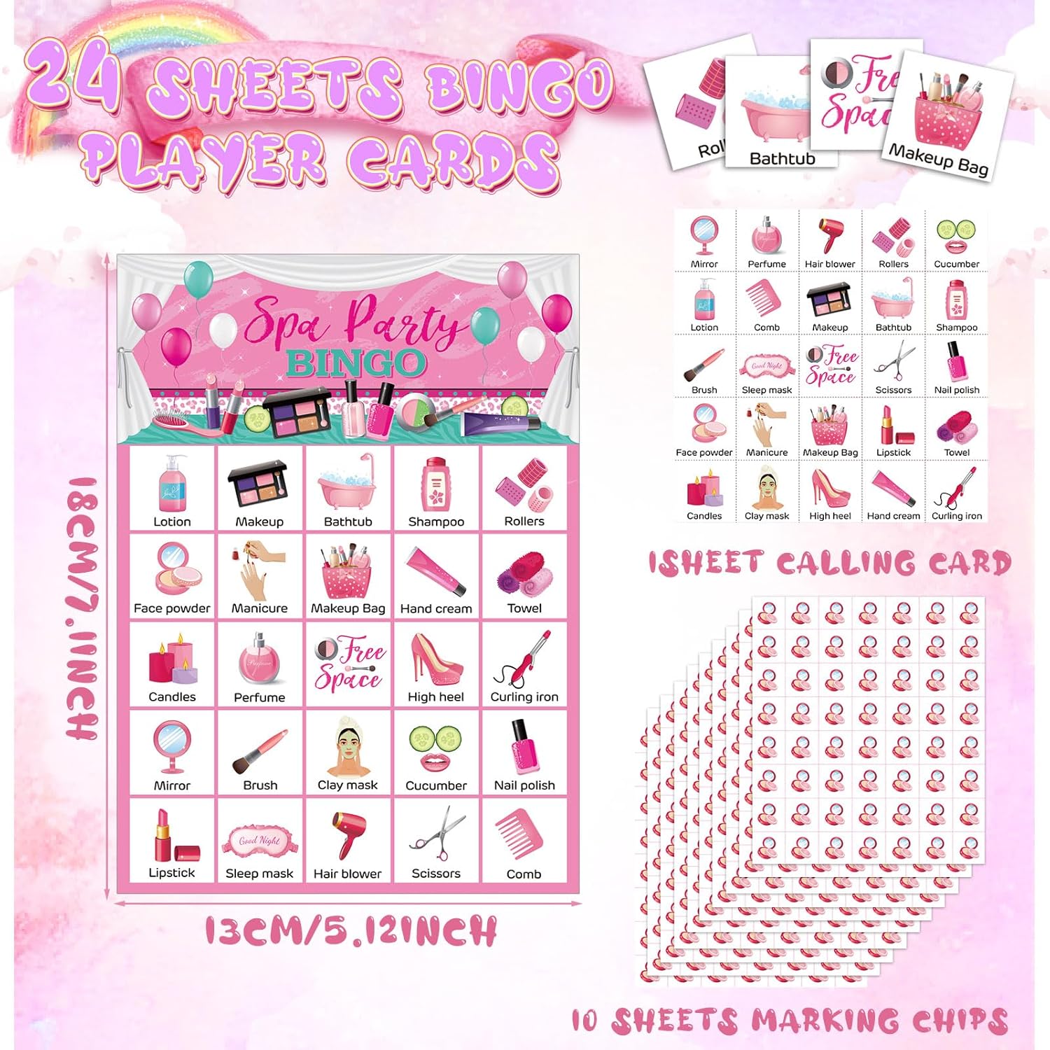 Liliful 35 Pcs Spa Party Bingo Set for 24 Players