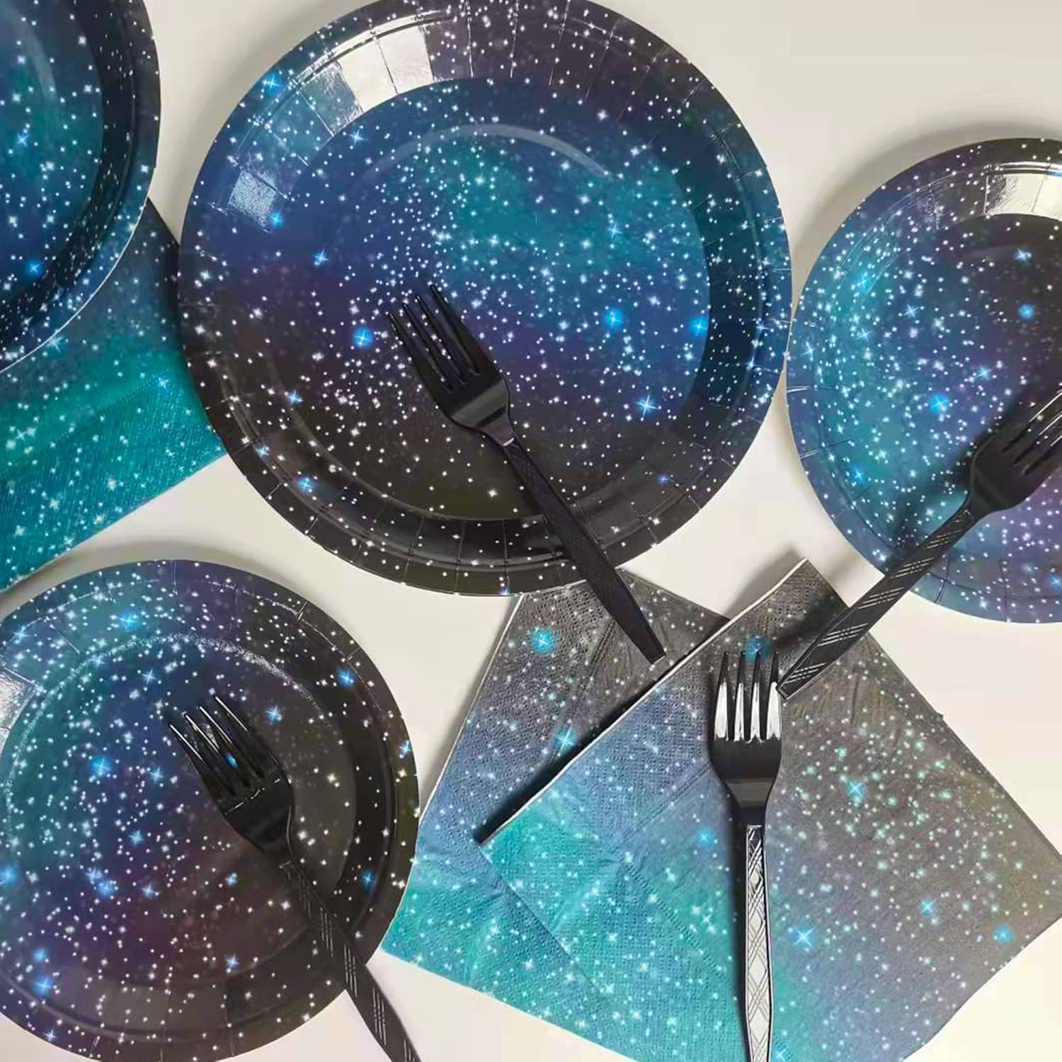 96 Pcs Galaxy Party Tableware Set for 24 Guests