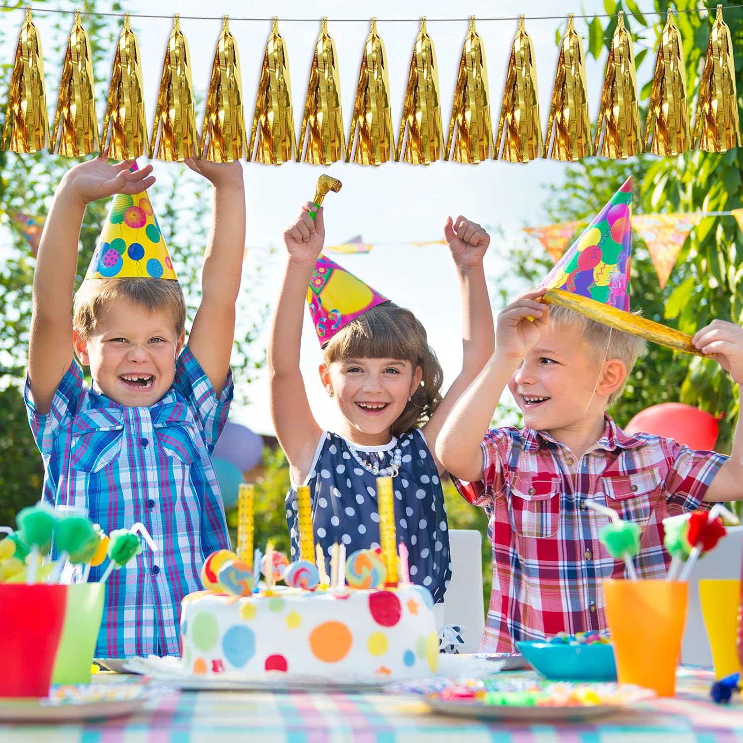 6P Gold Tassel Garland for Party Decorations