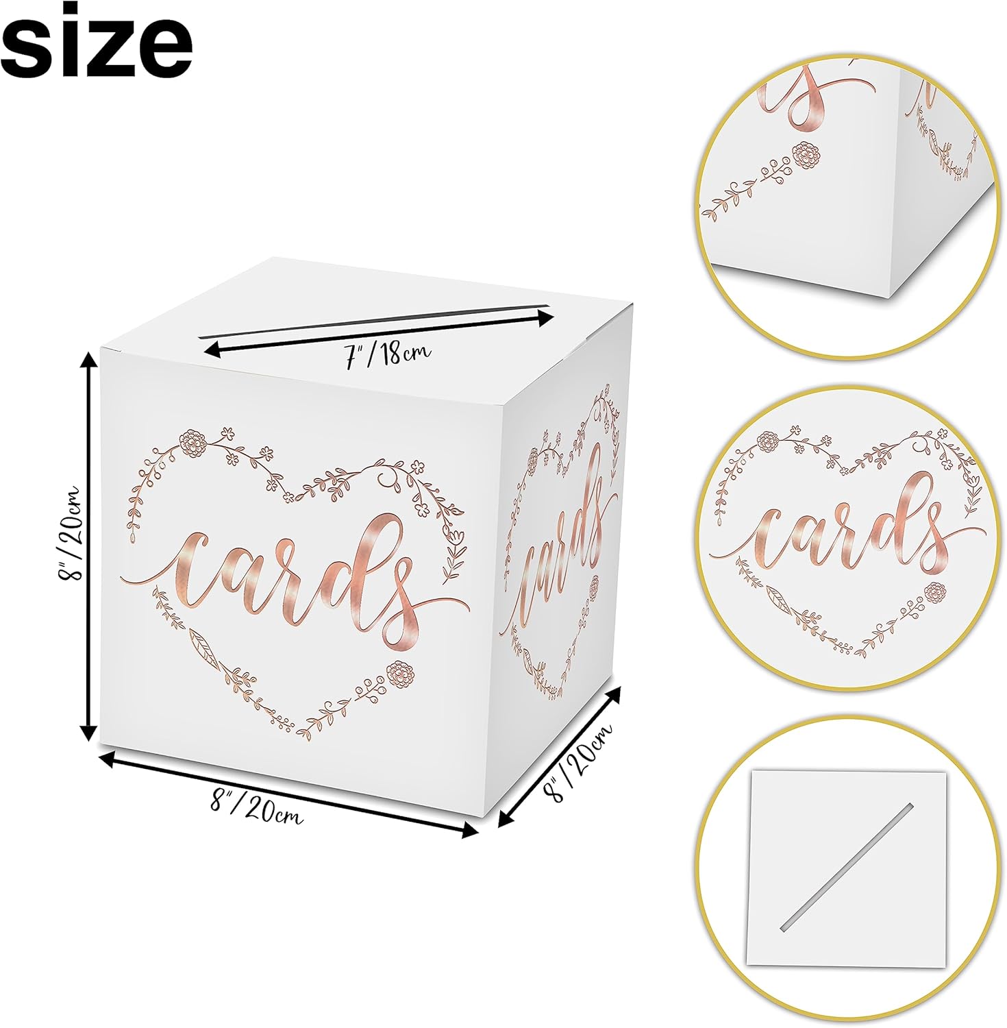 Classic Heart Elegant Card Box - 1 Set Rose Gold