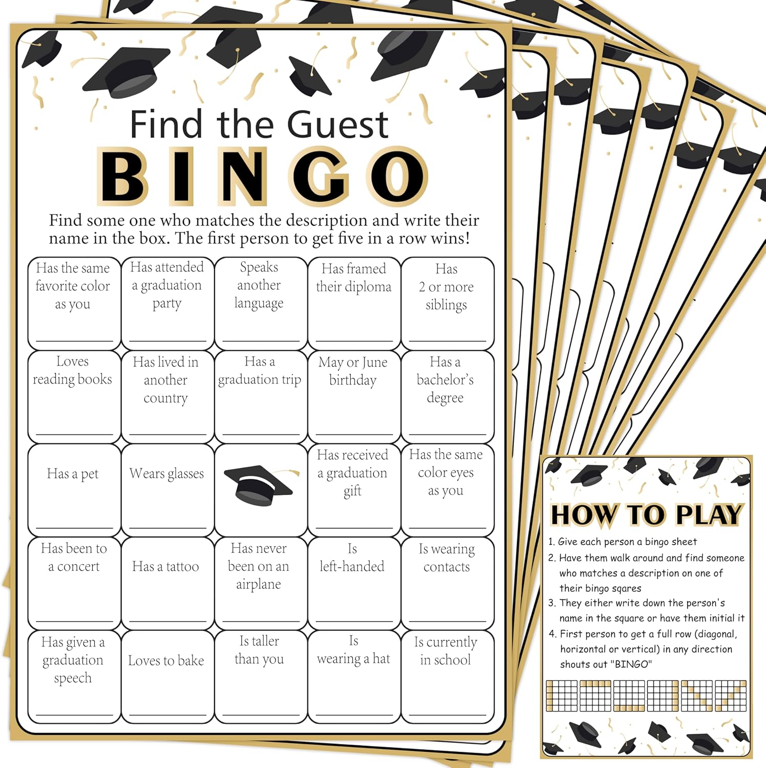 Partico Graduation Bingo Cards for 24 Players