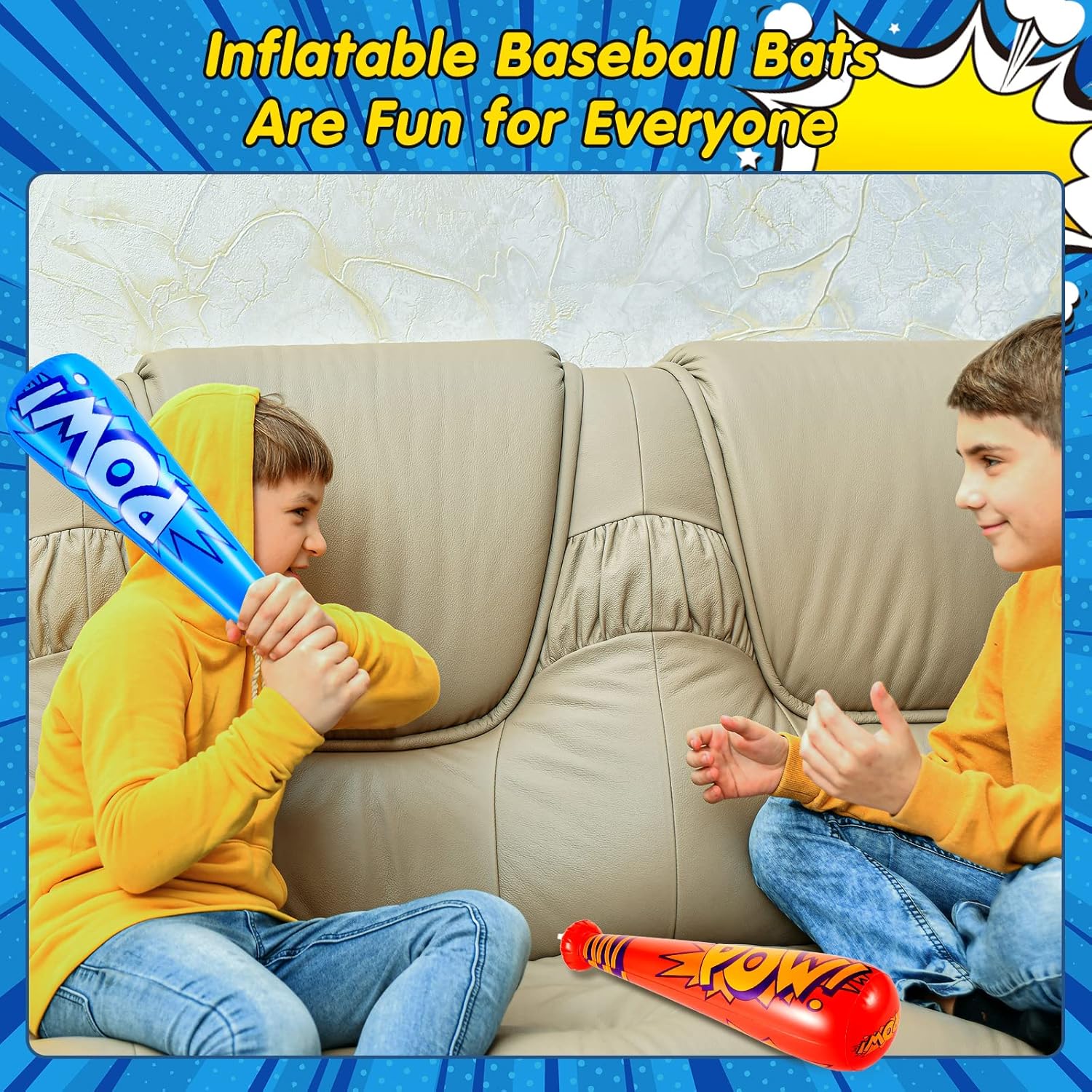 Seematn 32 Piece Inflatable Baseball Bats Set
