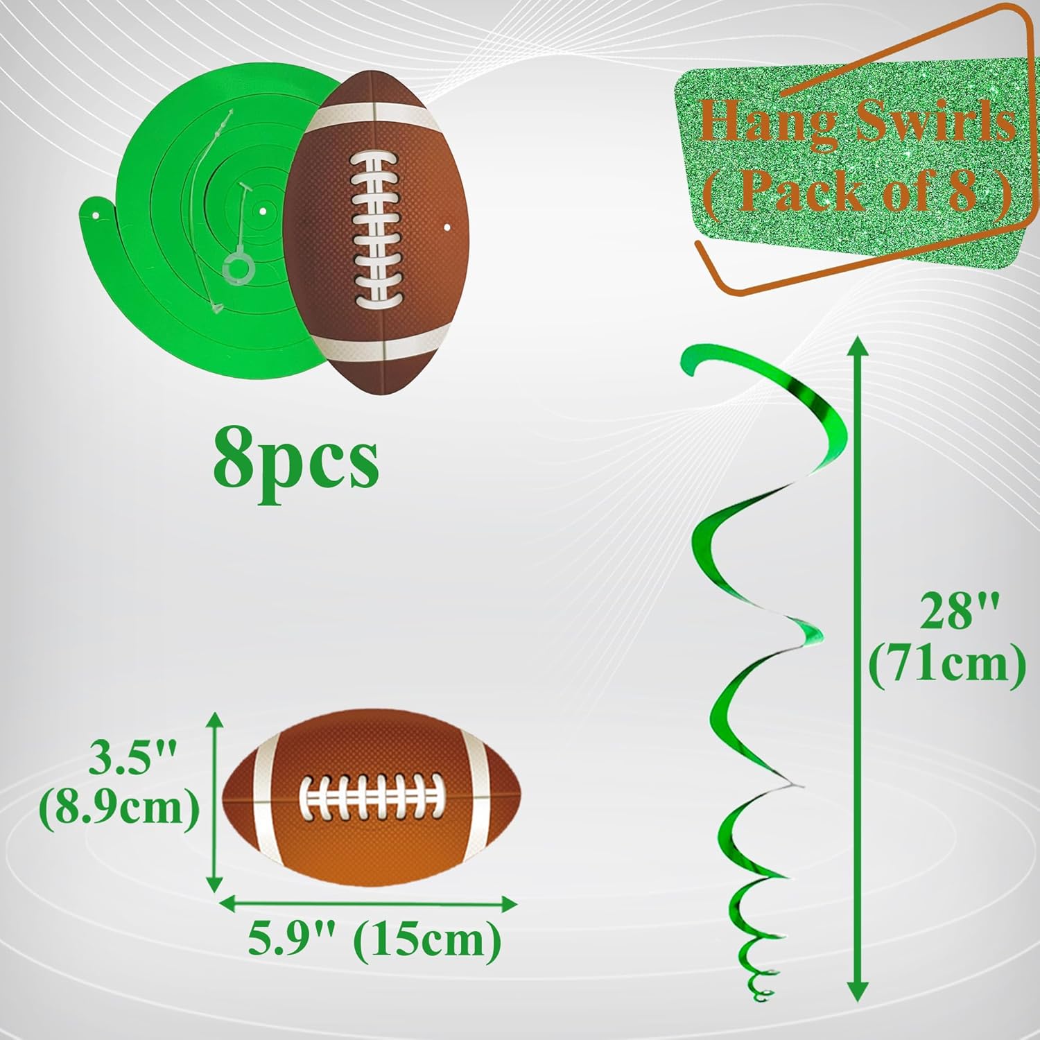 Uniwish Football Hanging Swirls Party Decorations