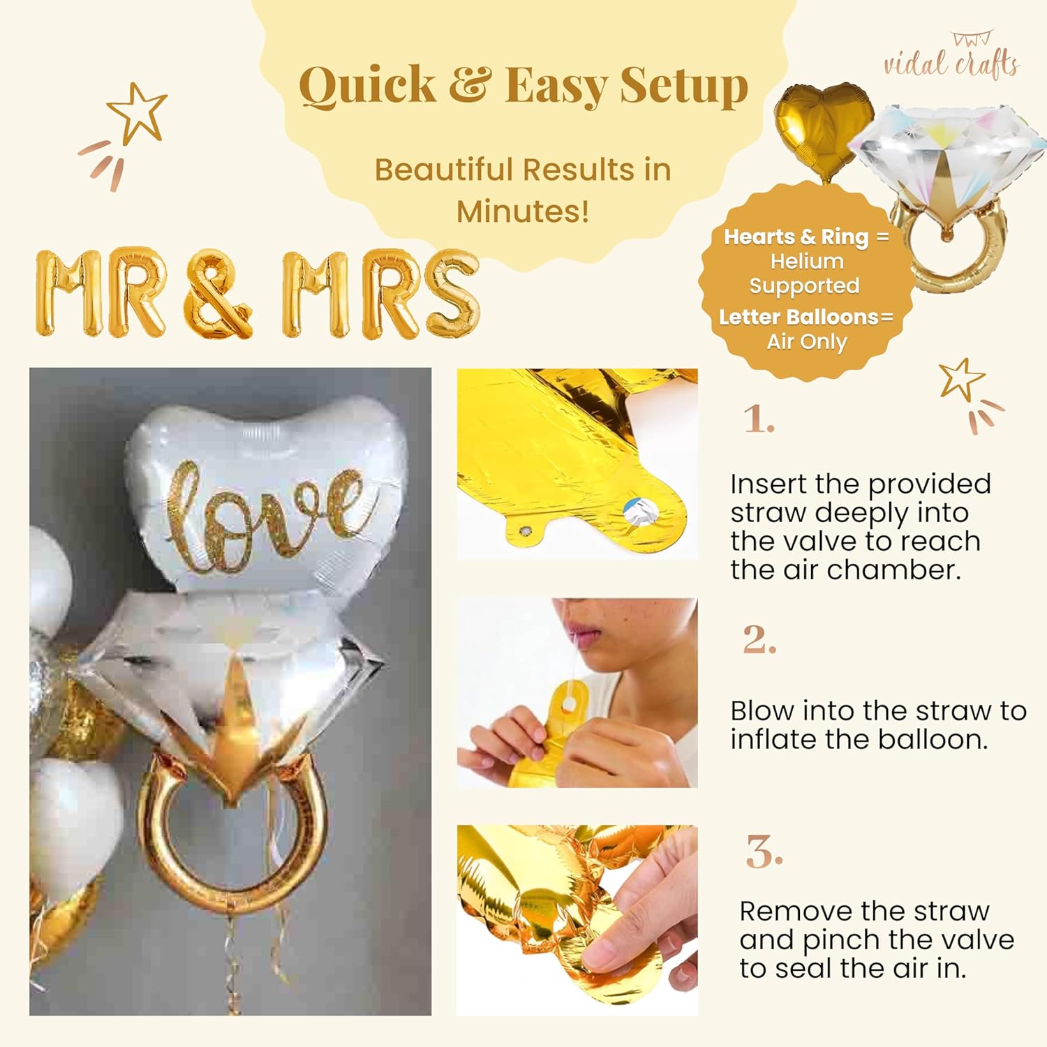 Vidal Crafts Gold Engagement Party Decorations