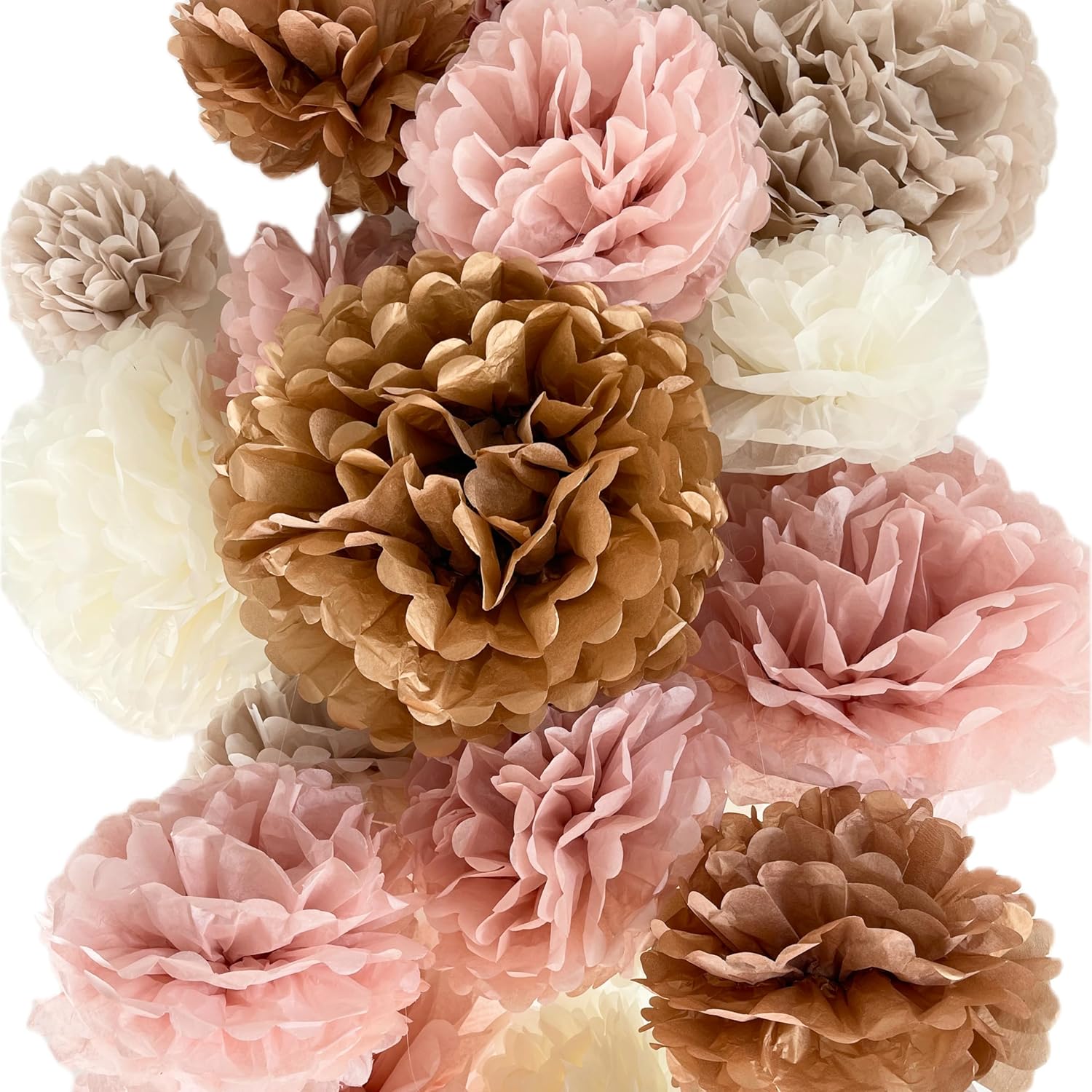Vidal Crafts 20-Piece Boho Tissue Paper Pom Poms