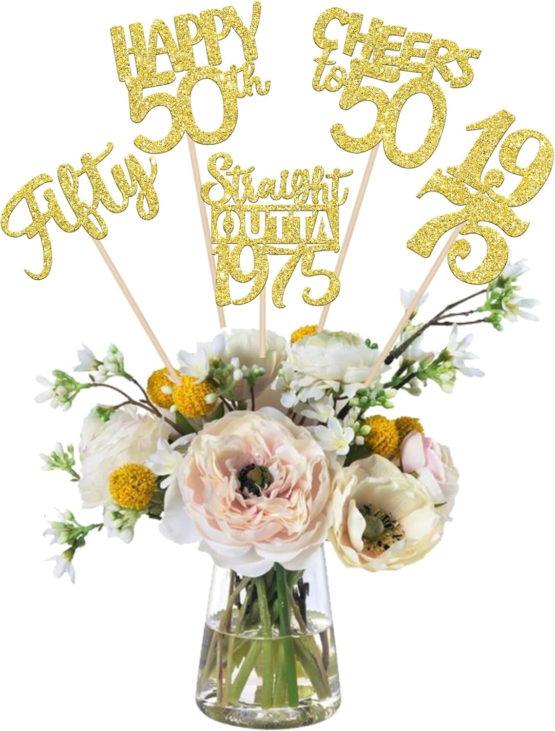 50th Birthday Centerpieces Sticks Gold Decorations
