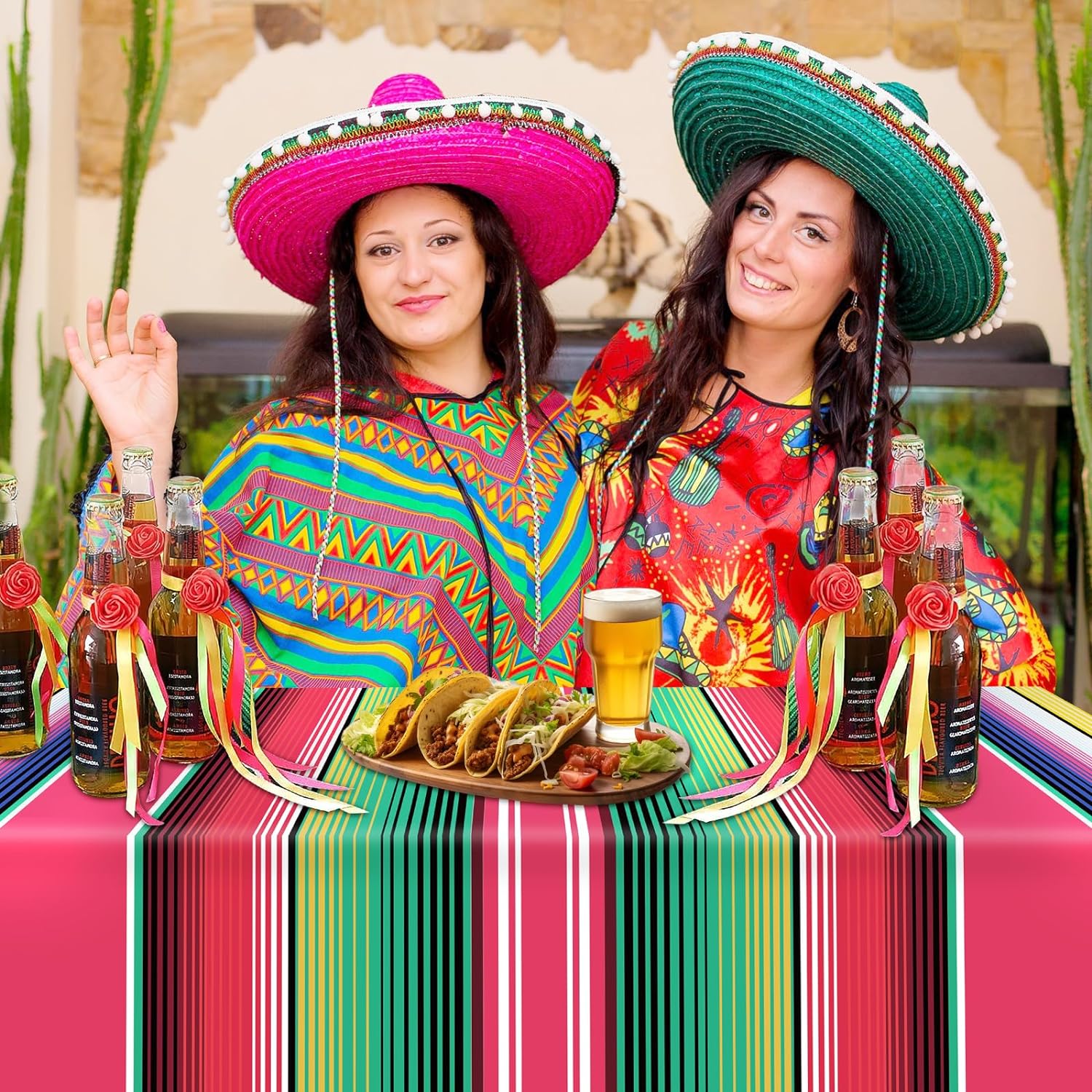 Hxezoc 3 Pack Mexican Striped Tablecloths 54x108 Inch