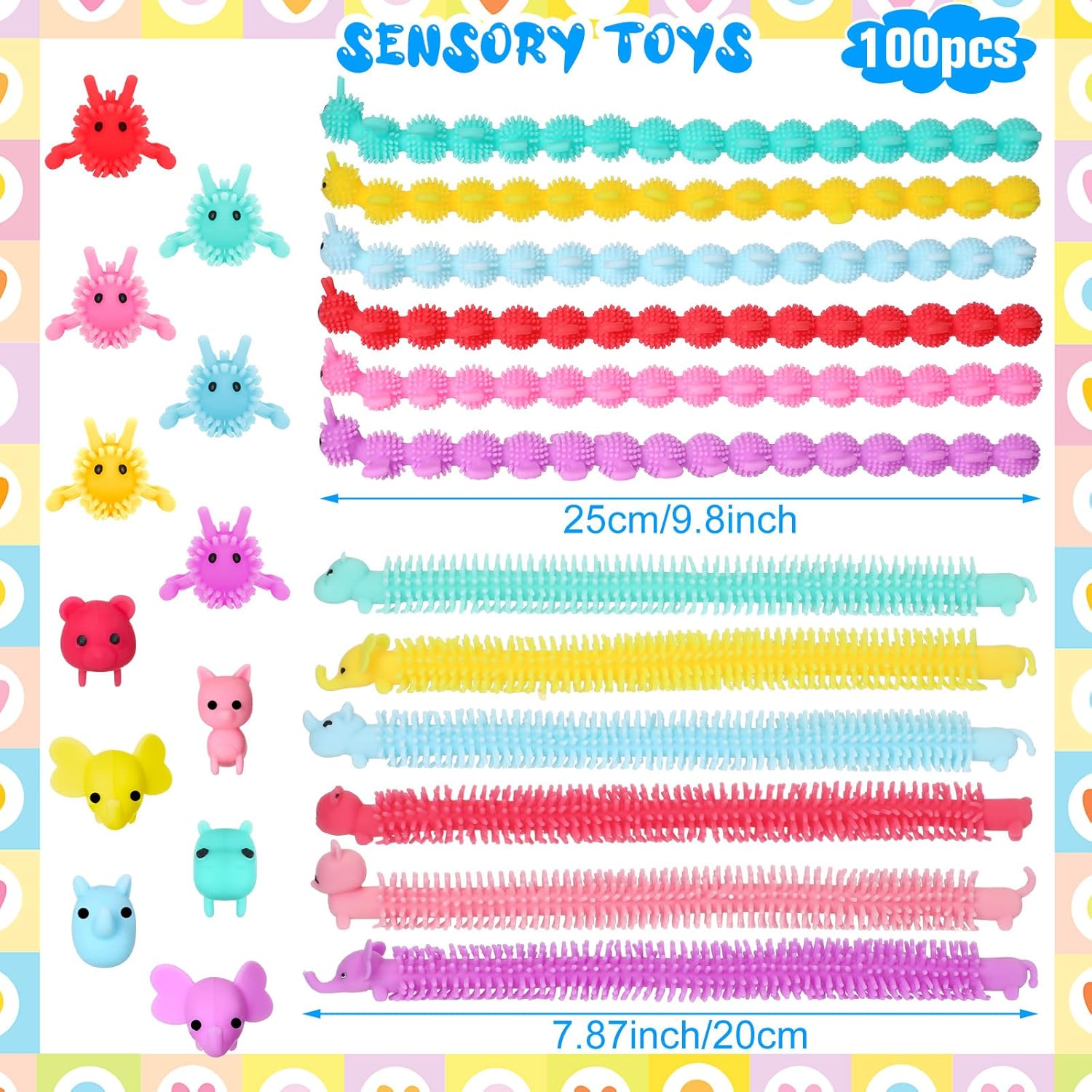Chivao 100 Pack Stretchy Fidget Toy Worm Set