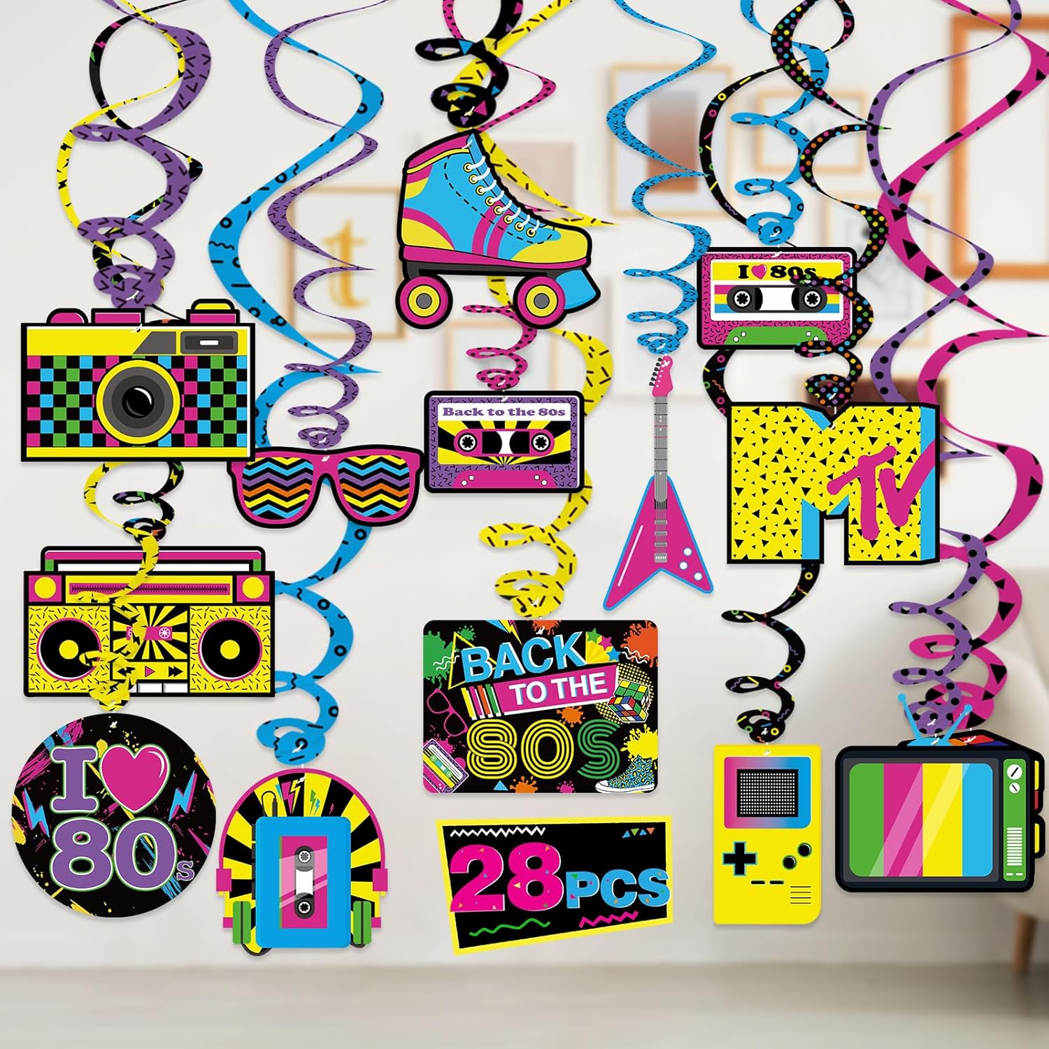 Bessmoso 28PCS 80s Party Decorations