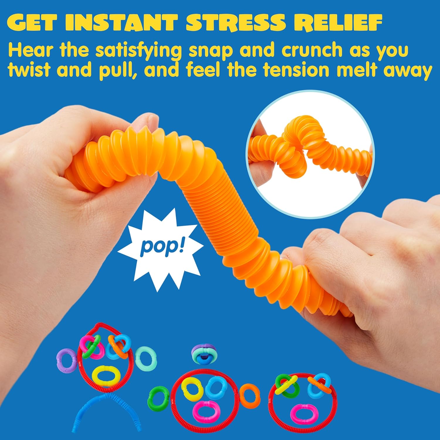 JOYIN 18 Pack Pop Tubes Sensory Toys for Kids