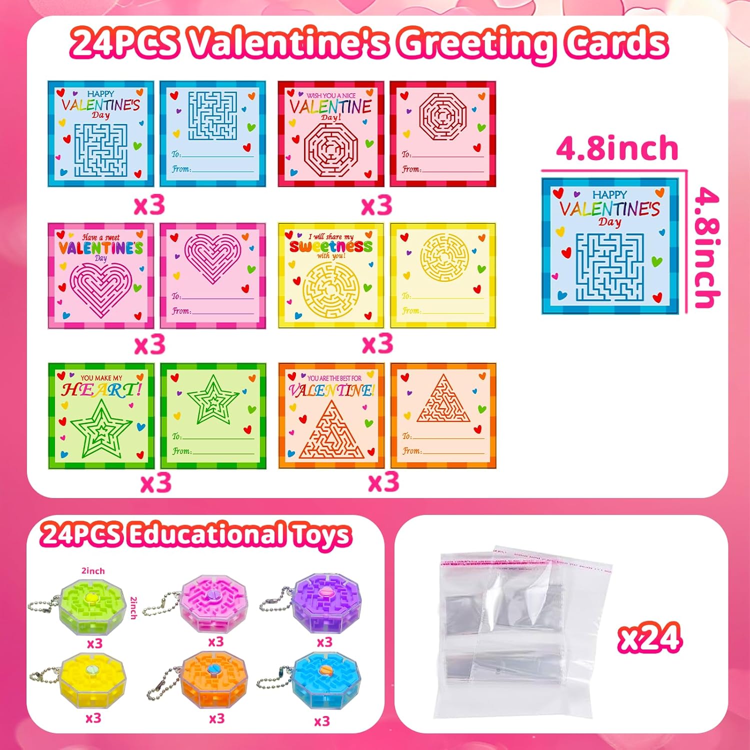 24 Pack Mini Maze Puzzles for Kids